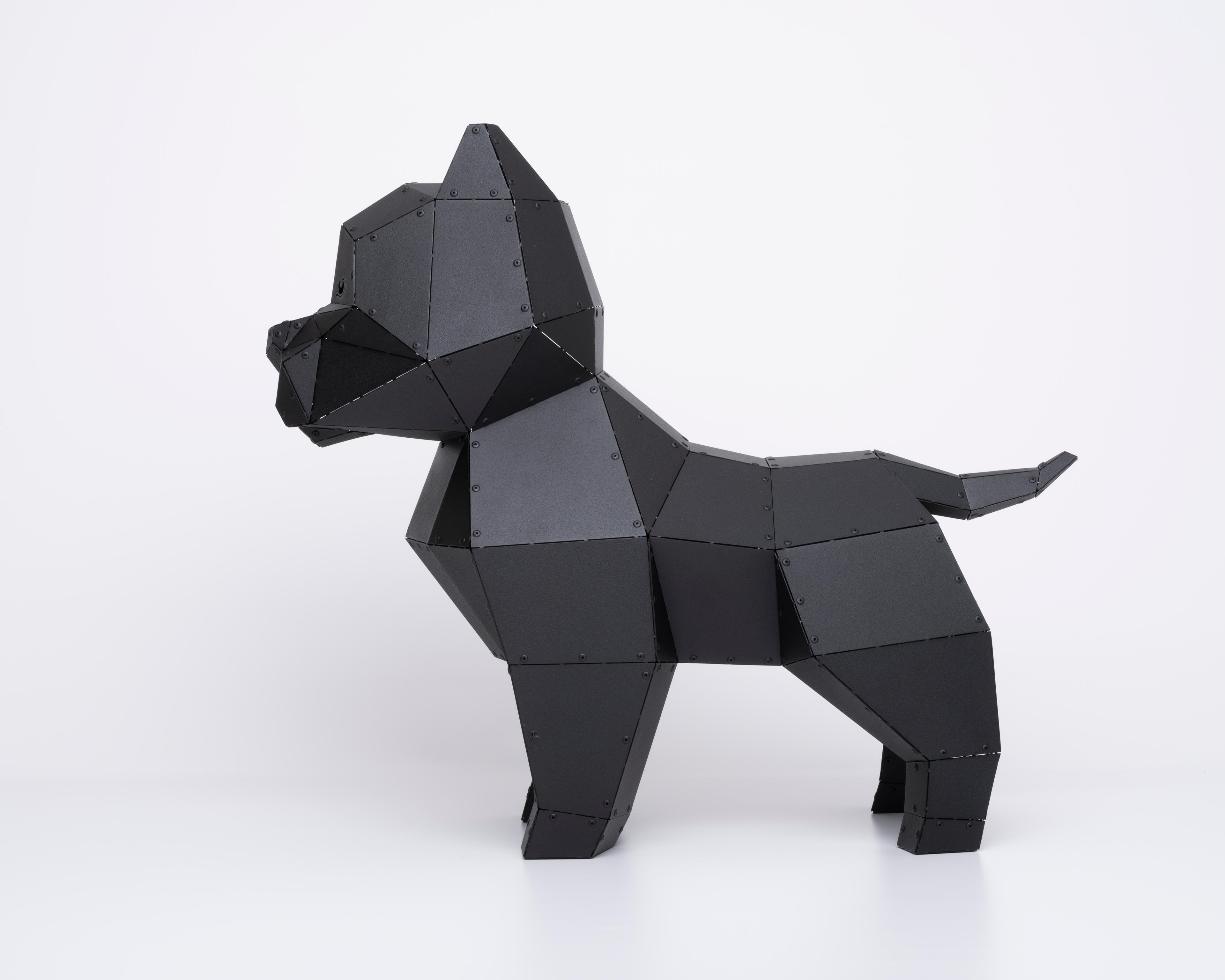 3D Metal Mini Pitbull Köpeği Heykeli