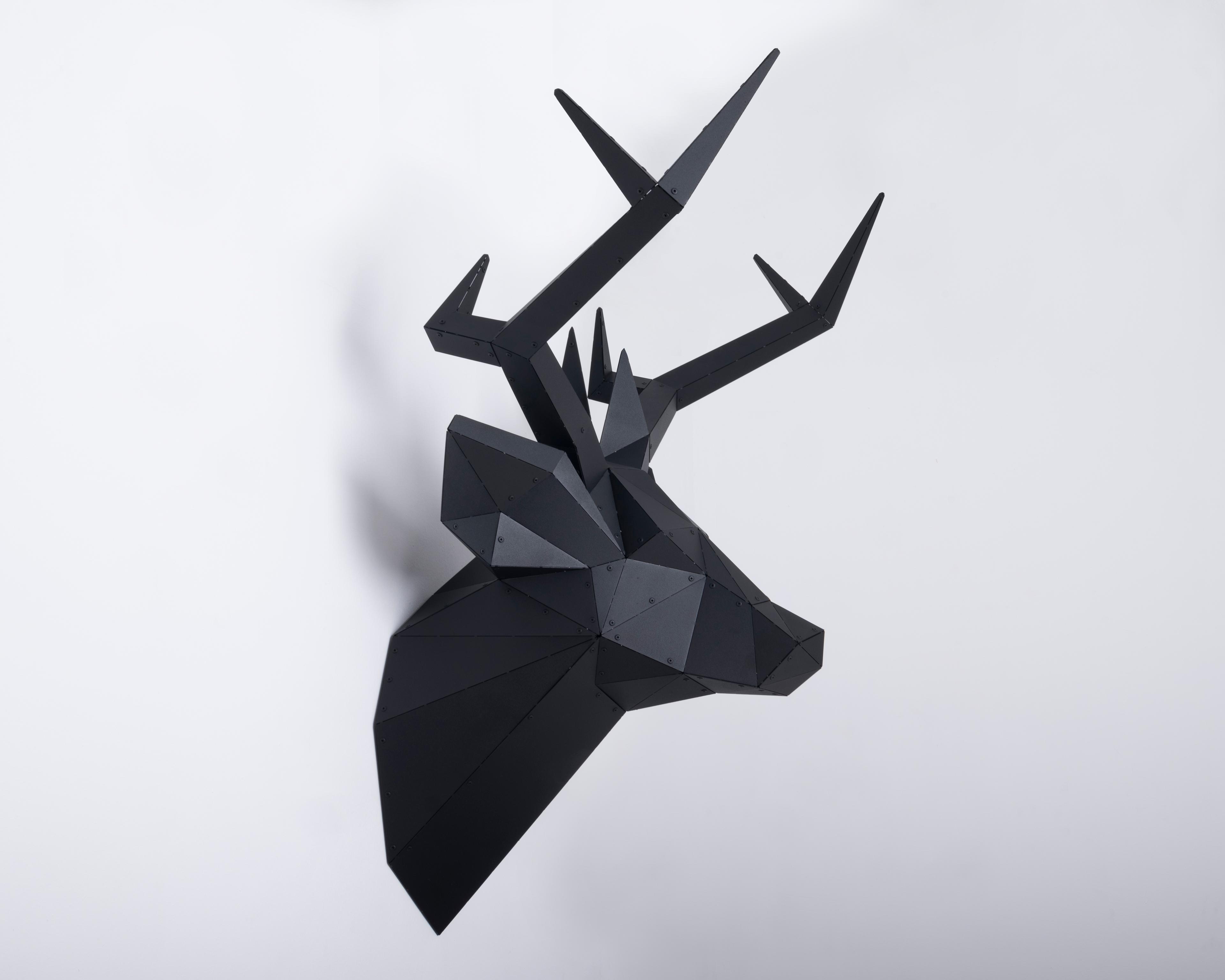 3D Metal Geyik Kafası Duvar Heykeli