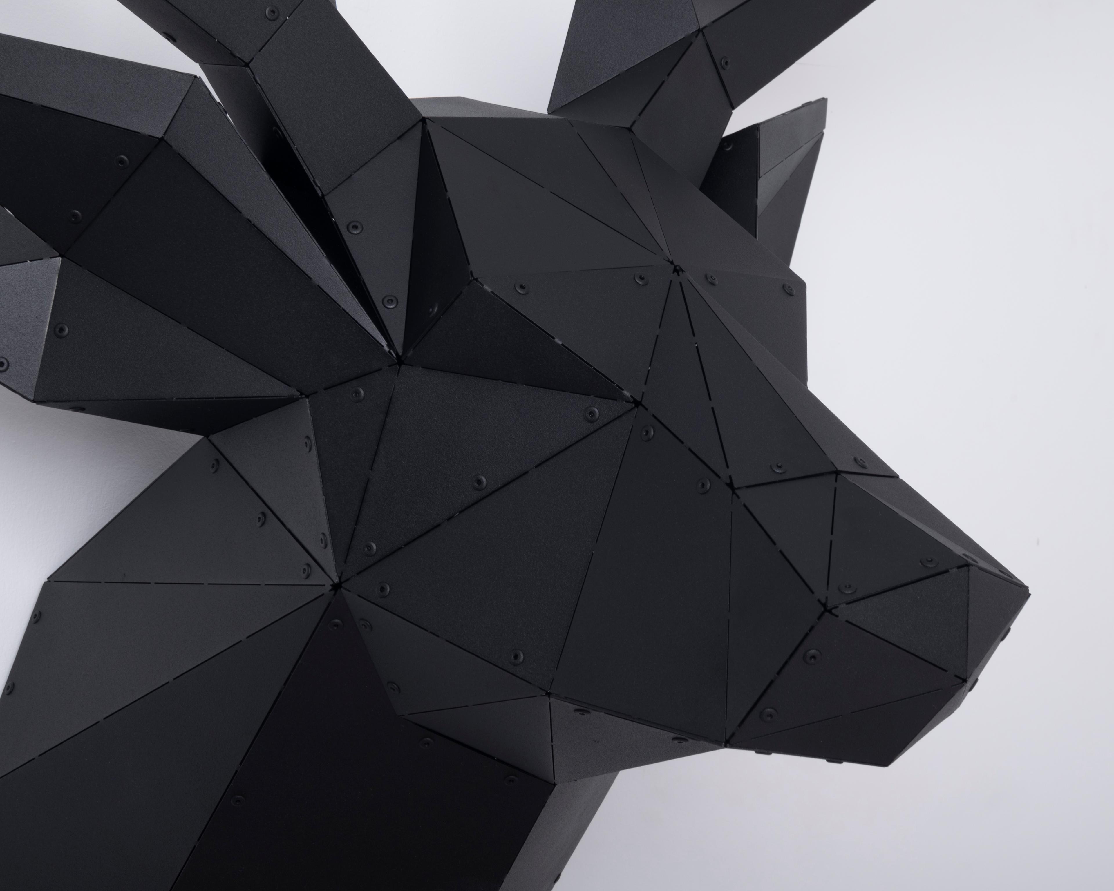 3D Metal Geyik Kafası Duvar Heykeli