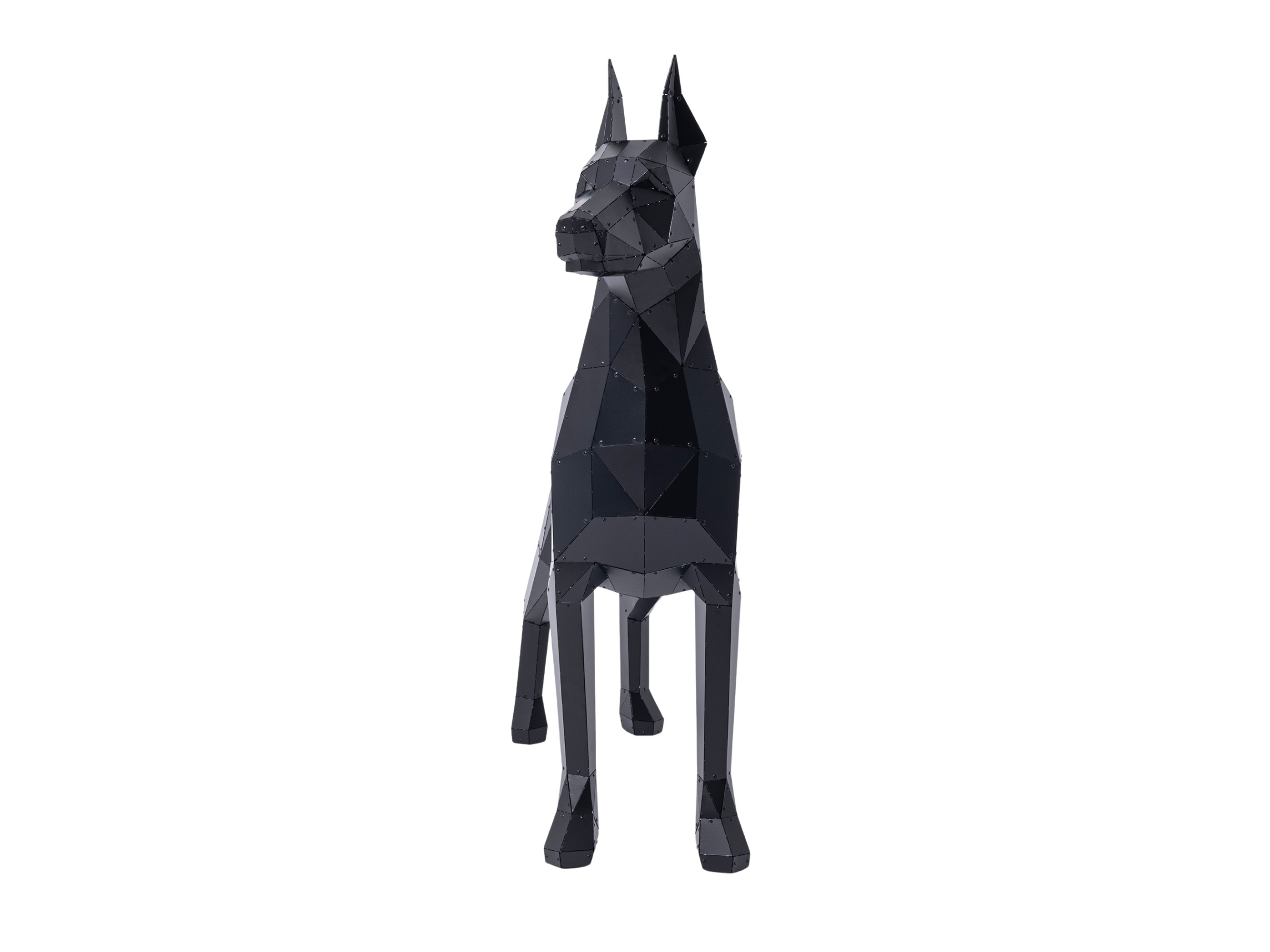 3D Metal Asimetrik Doberman Heykeli