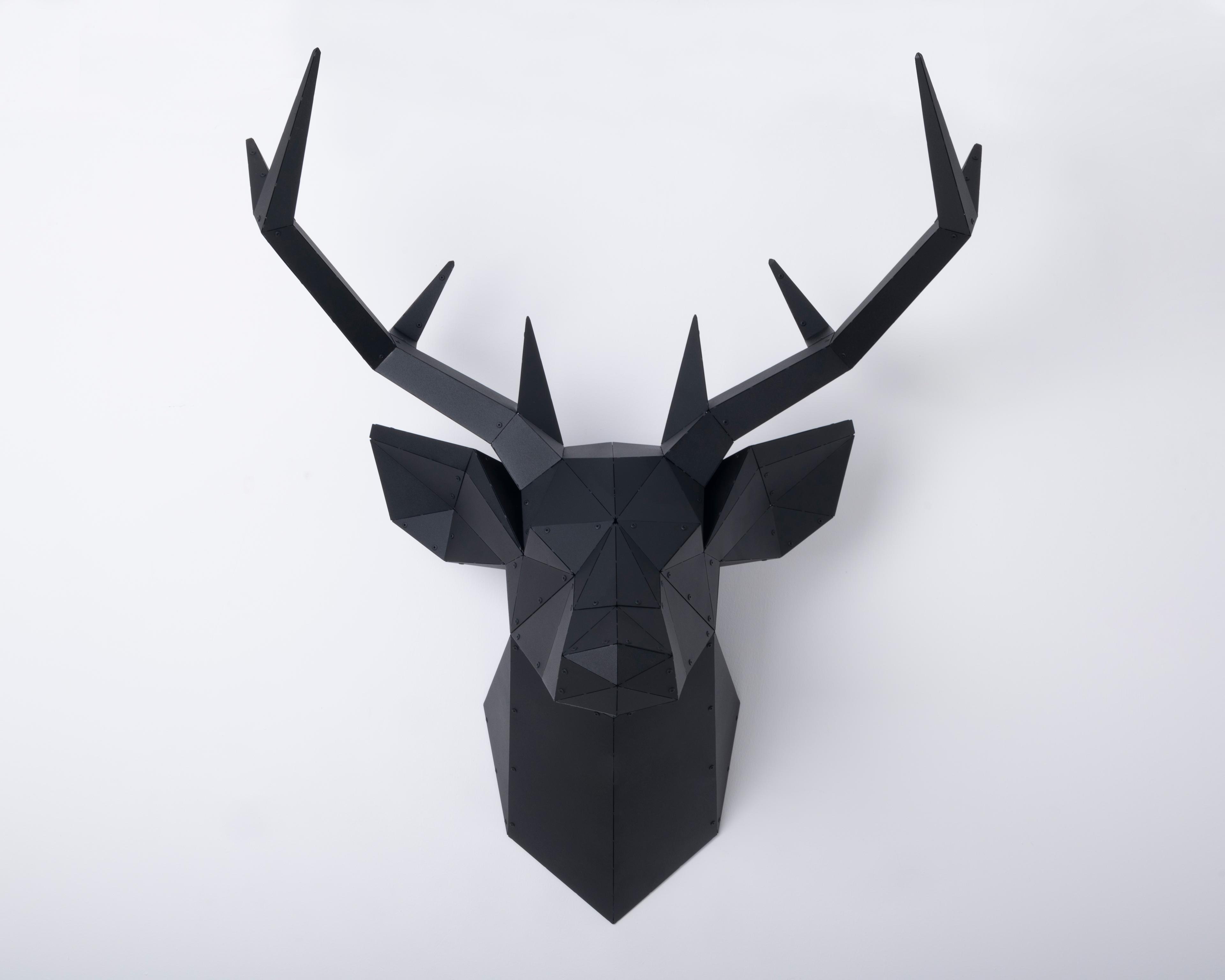 3D Metal Geyik Kafası Duvar Heykeli - Bakır Kızılı