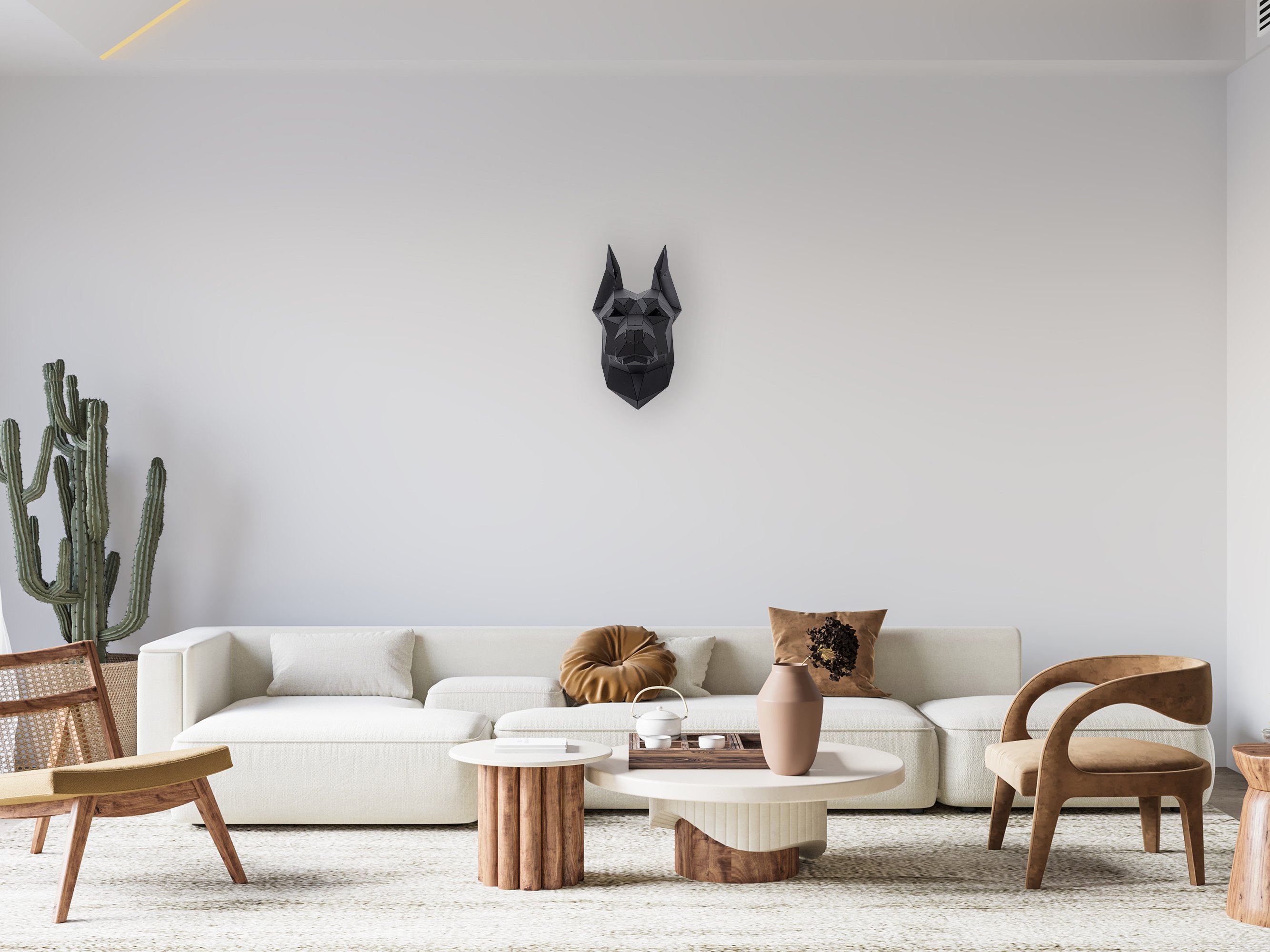 3D Metal Köpek Doberman Kafası Heykeli