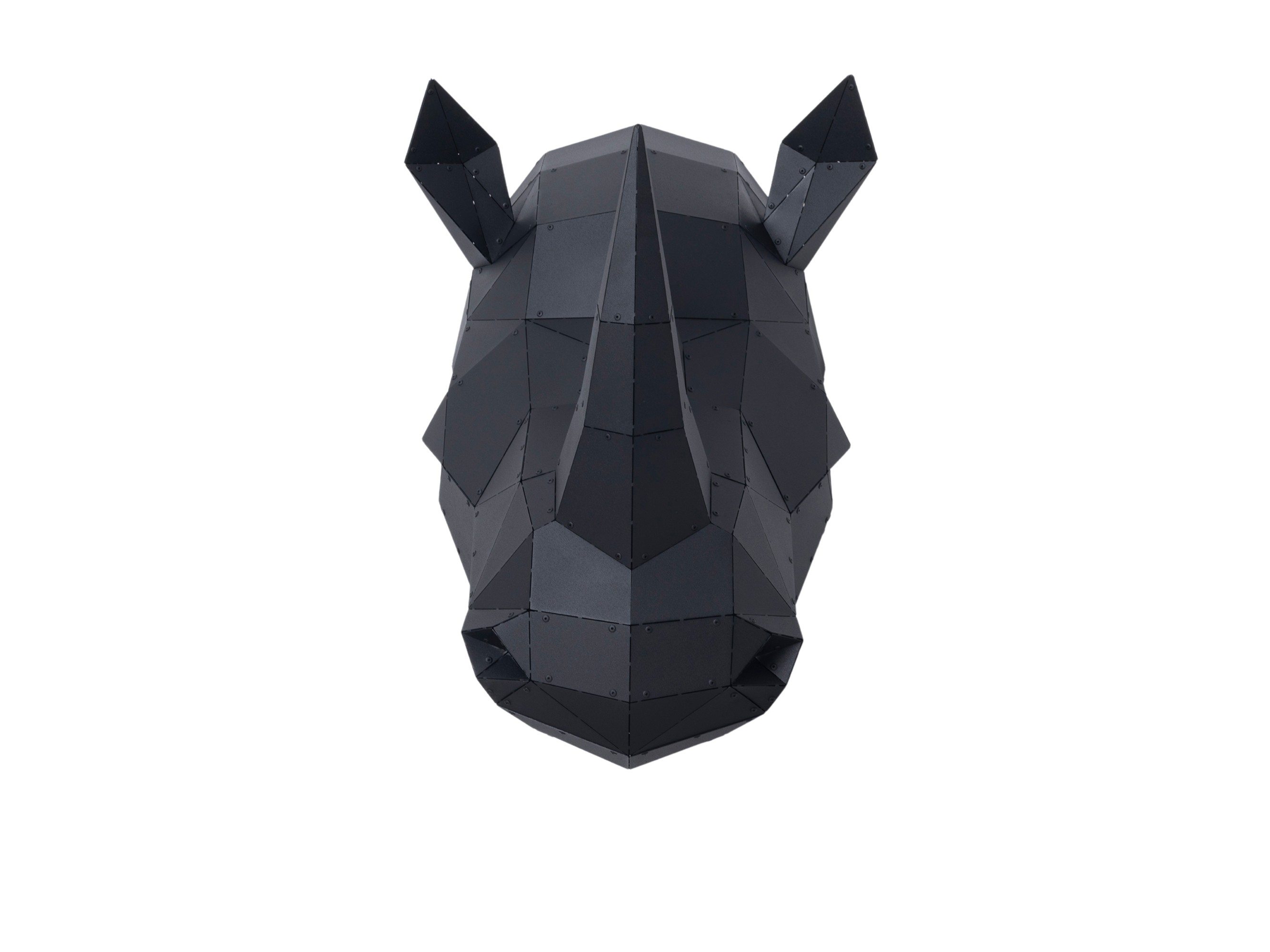 3D Metal Gergedan Kafası Heykeli
