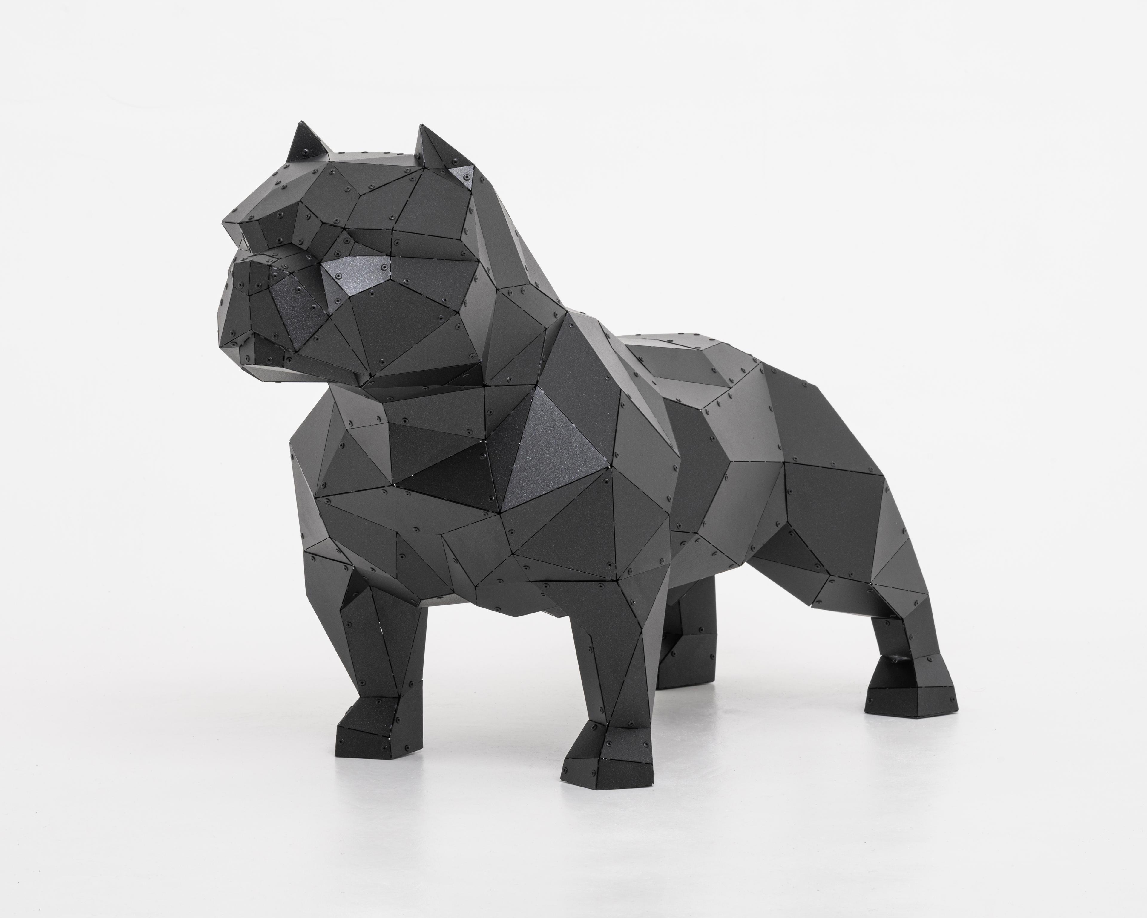 3D Metal Amerikan Bully Köpeği Heykeli