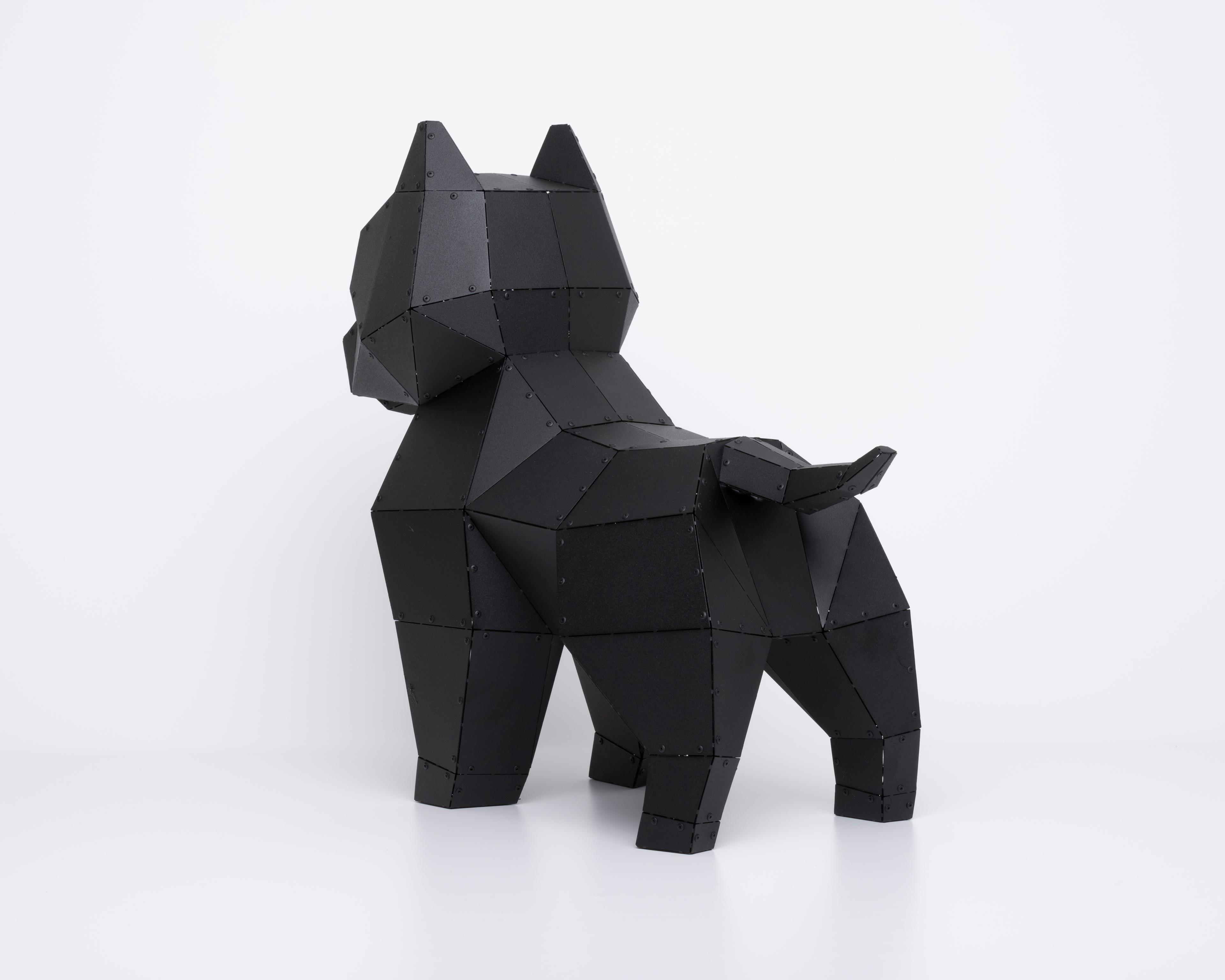 3D Metal Mini Pitbull Köpeği Heykeli