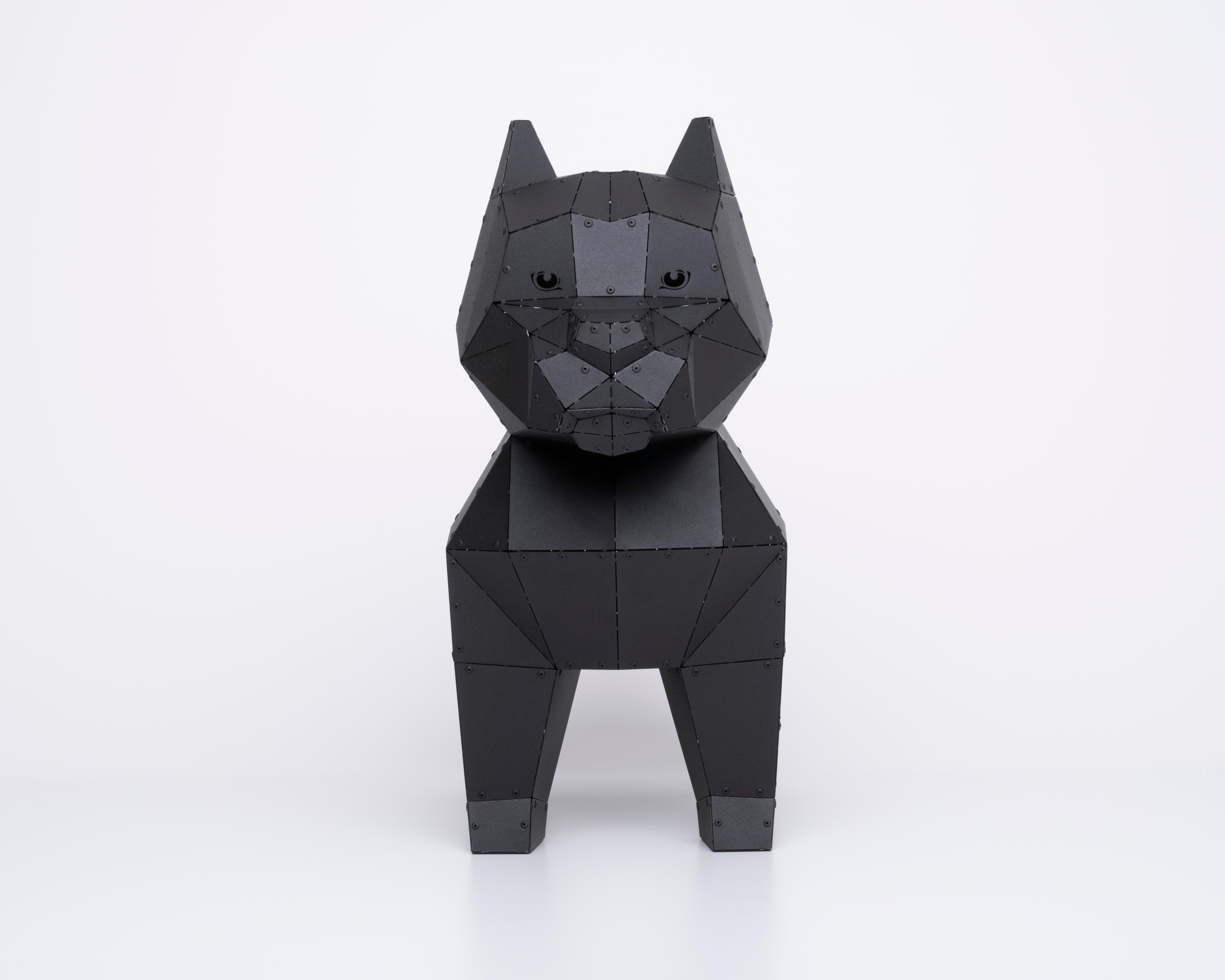 3D Metal Mini Pitbull Köpeği Heykeli