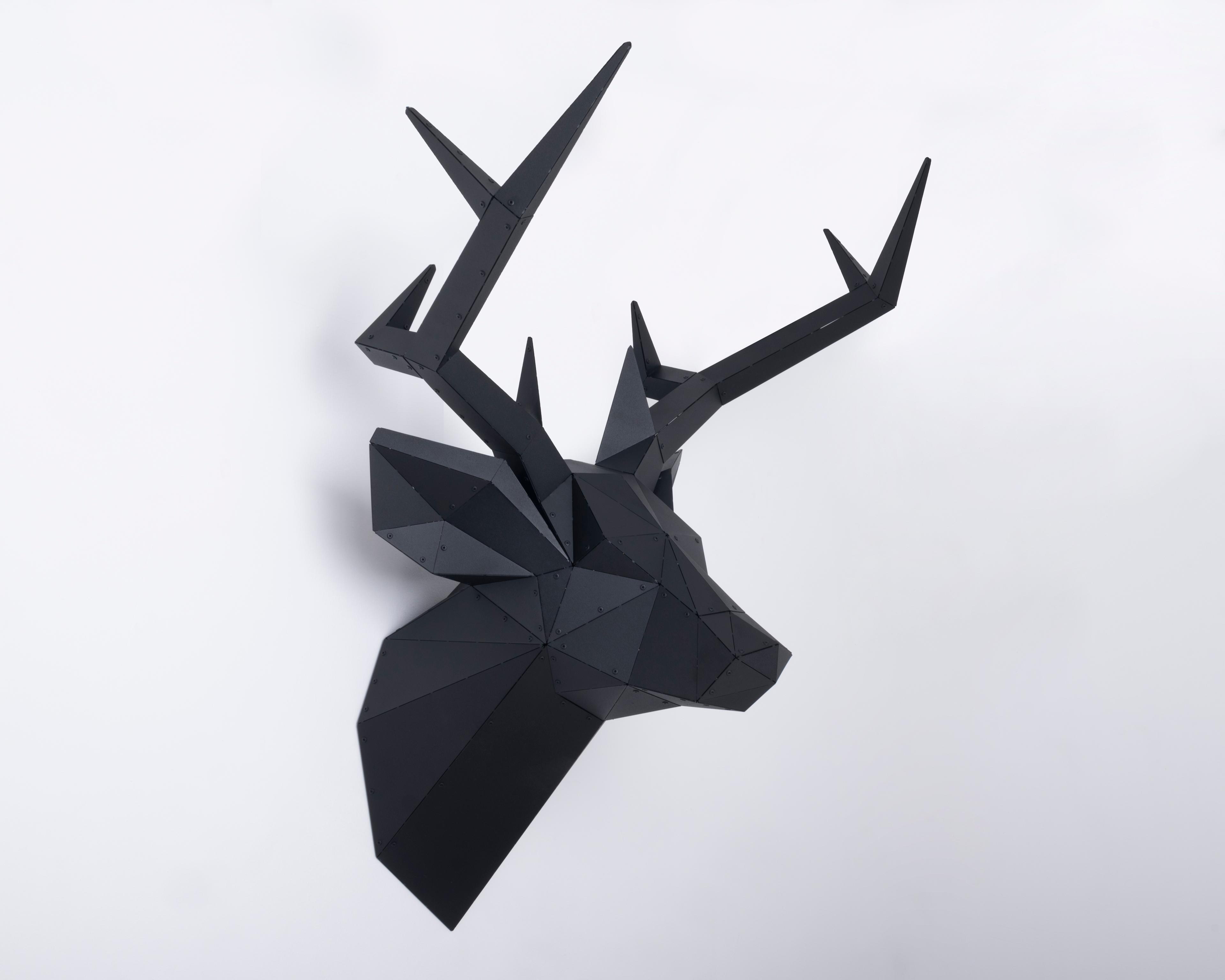 3D Metal Geyik Kafası Duvar Heykeli