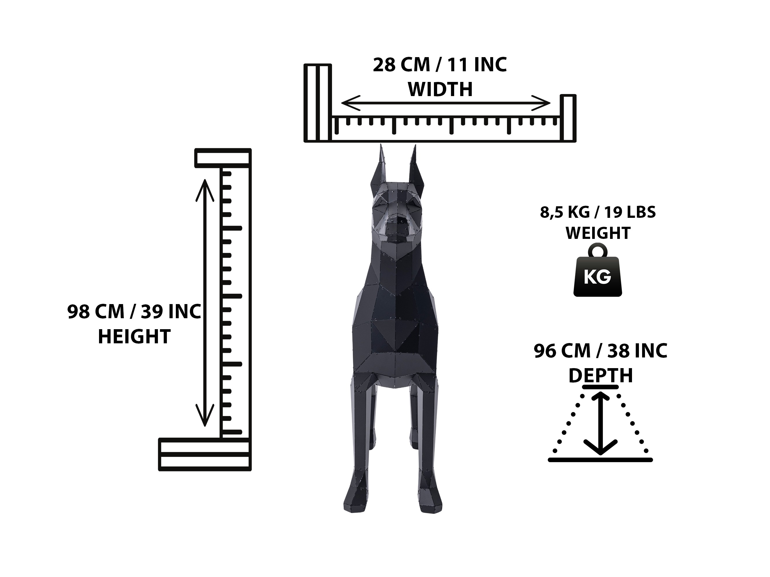 3D Metal Doberman Heykeli