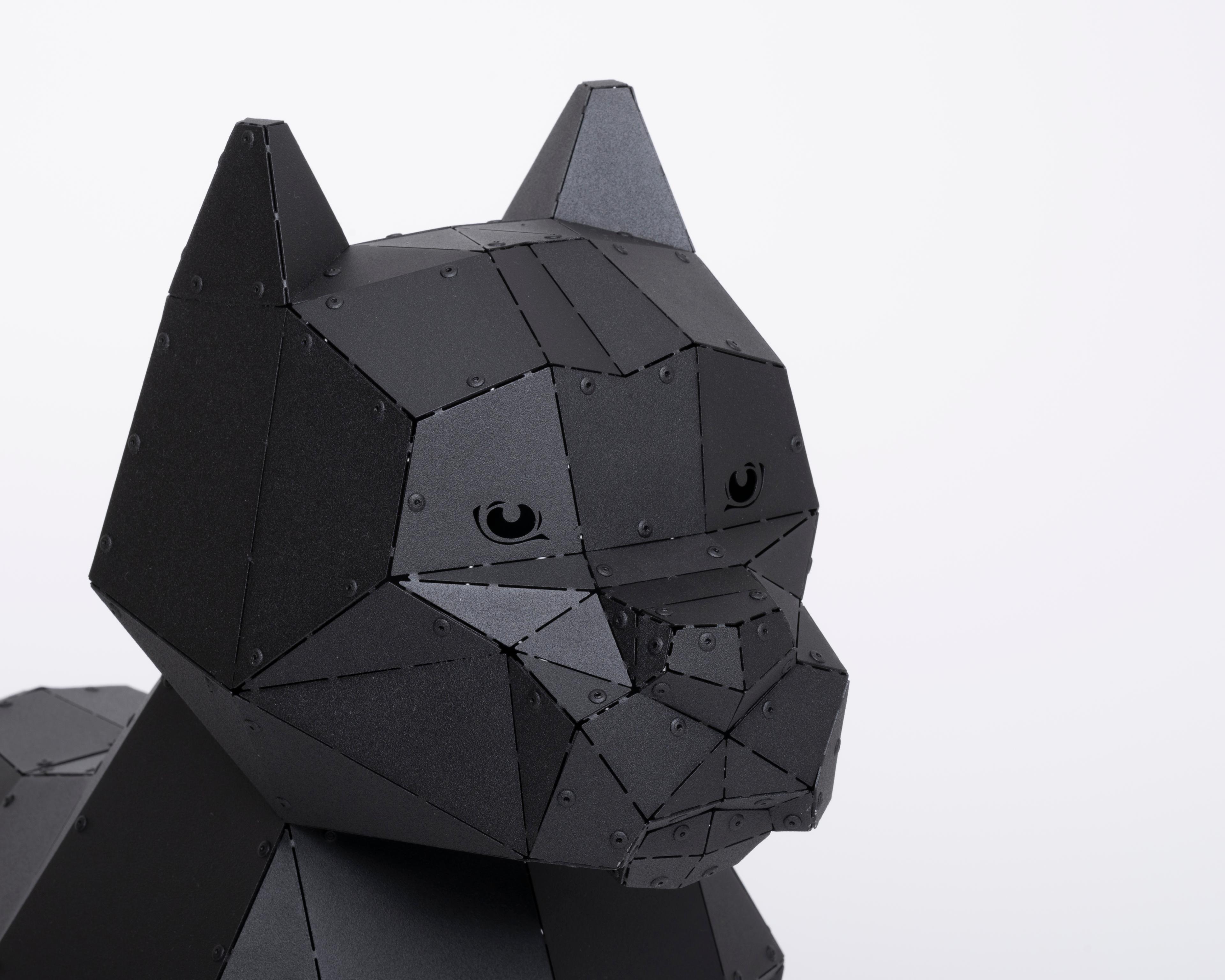 3D Metal Mini Pitbull Köpeği Heykeli