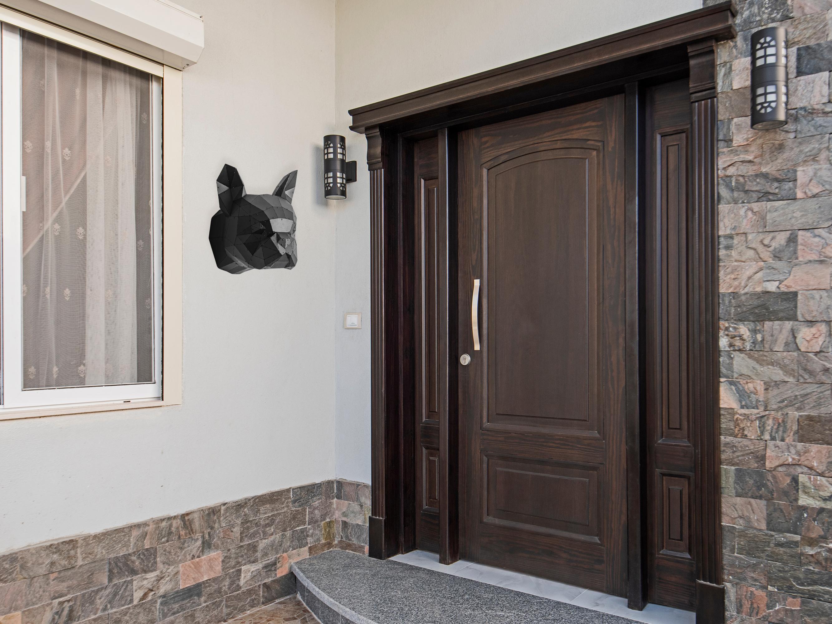 3D Metal Fransız Bulldog Kafası Duvar Heykeli