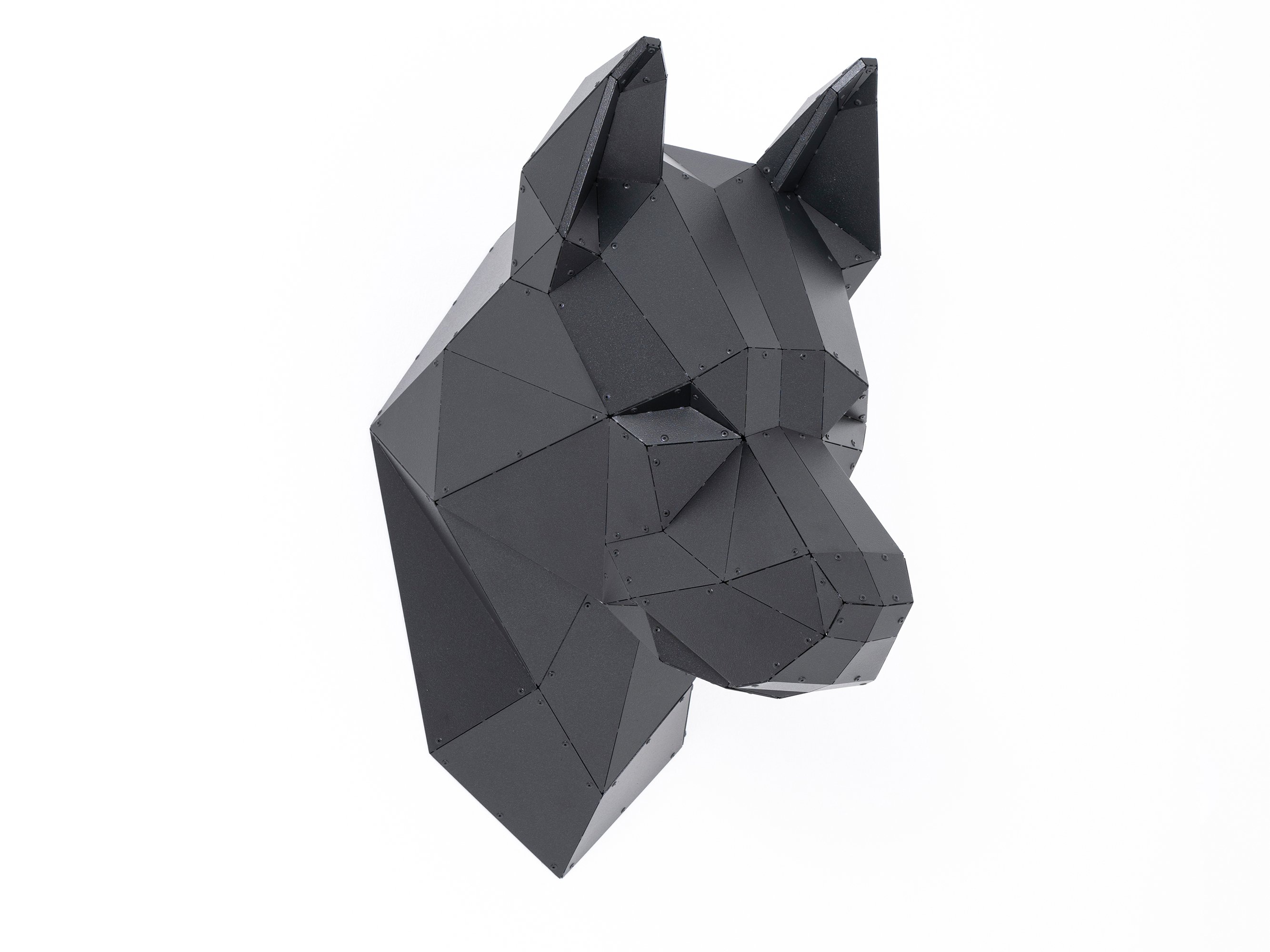 3D Metal Alman Çoban Köpeği Kafası Heykeli