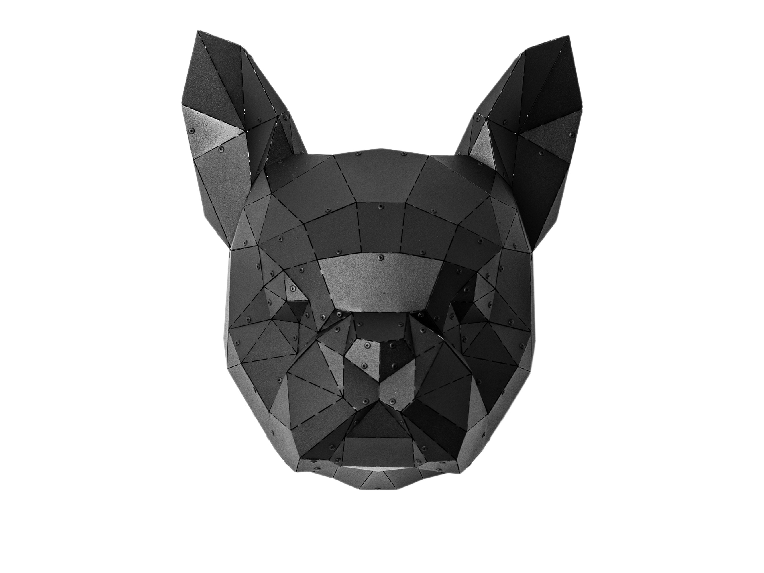 3D Metal Fransız Bulldog Kafası Duvar Heykeli