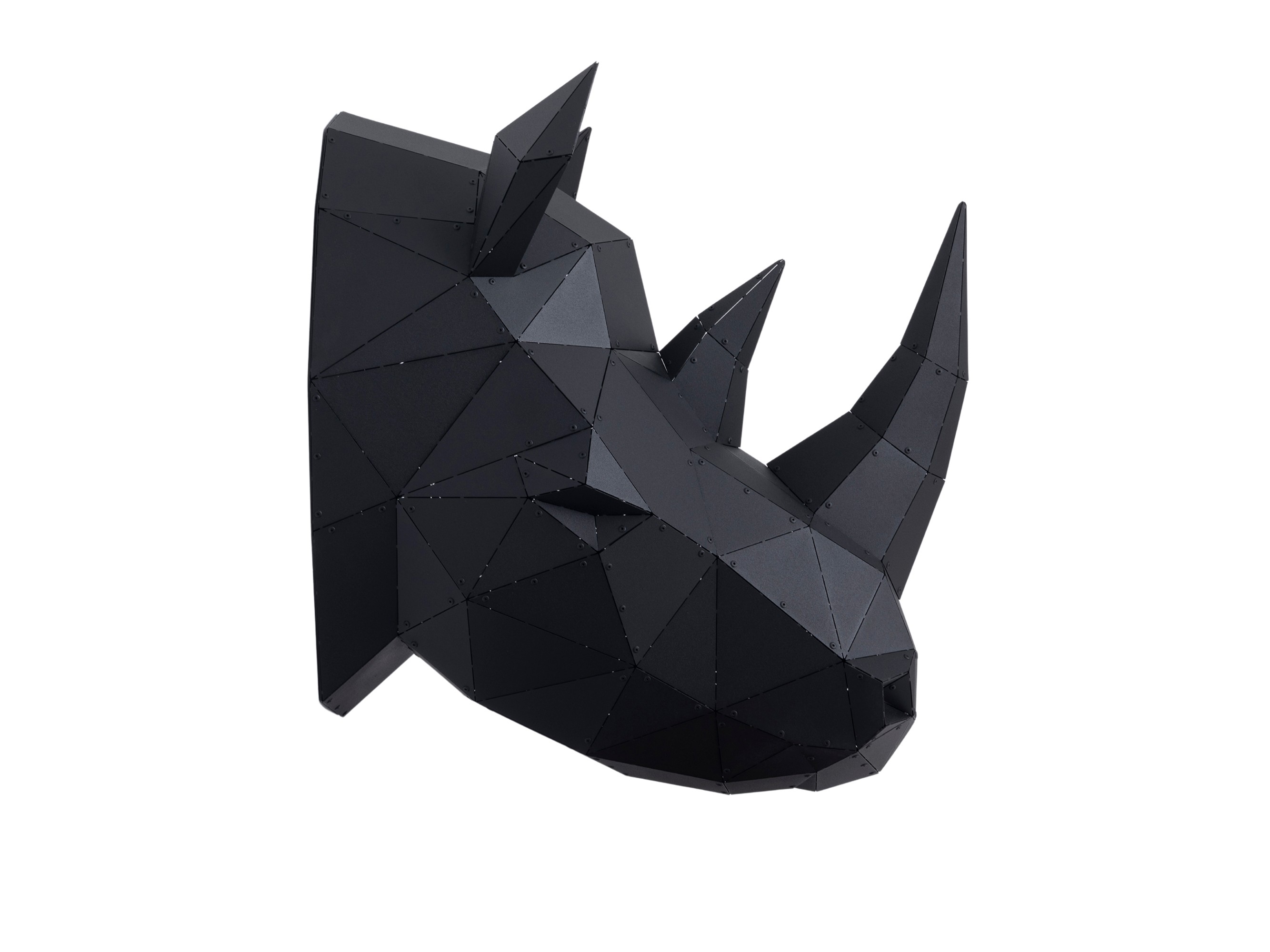 3D Metal Gergedan Kafası Heykeli