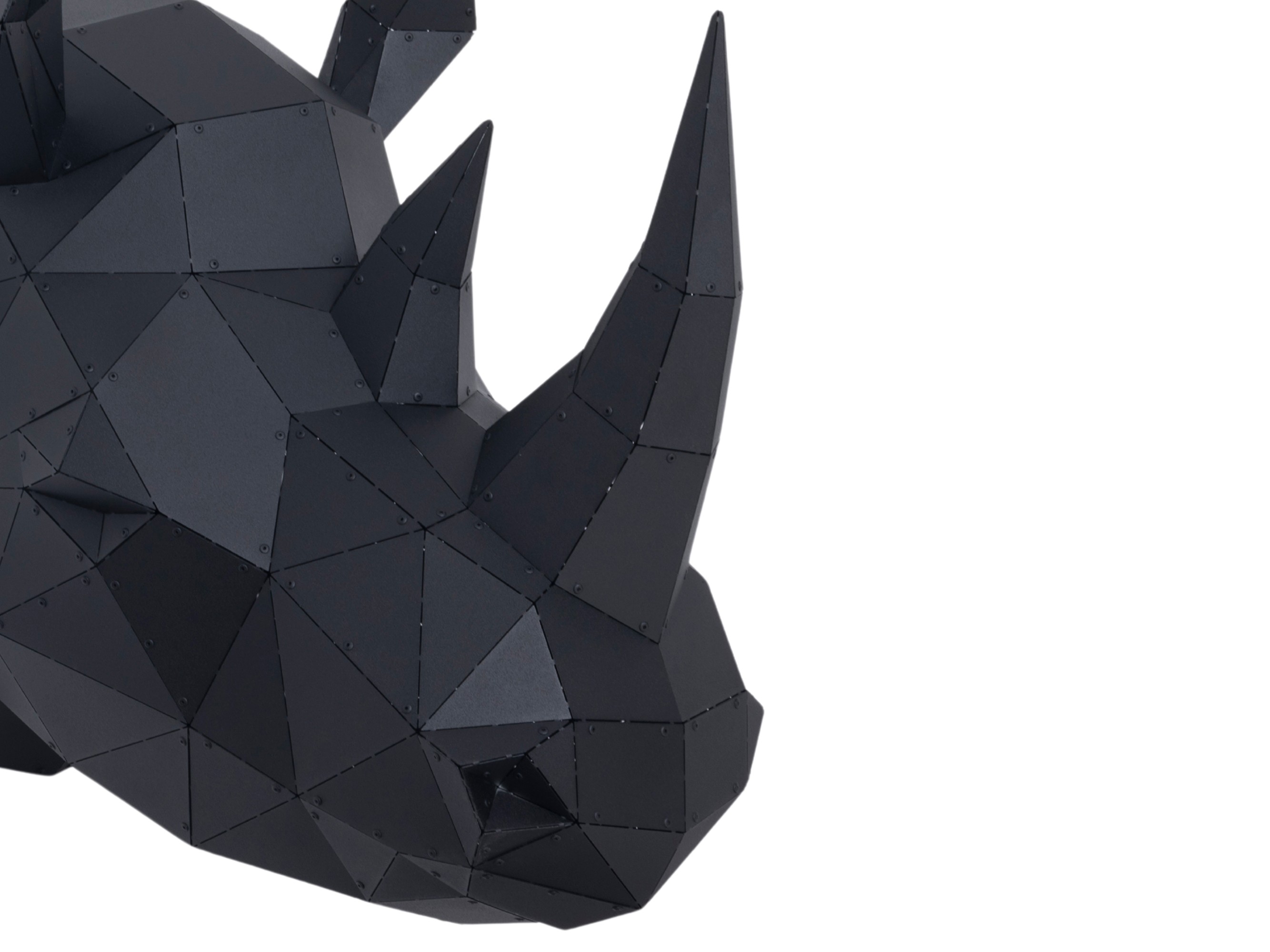 3D Metal Gergedan Kafası Heykeli