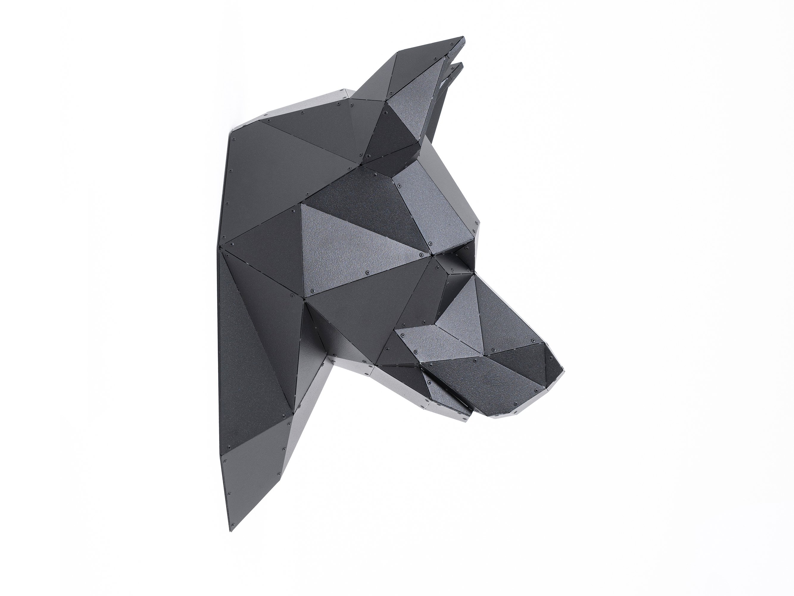 3D Metal Alman Çoban Köpeği Kafası Heykeli