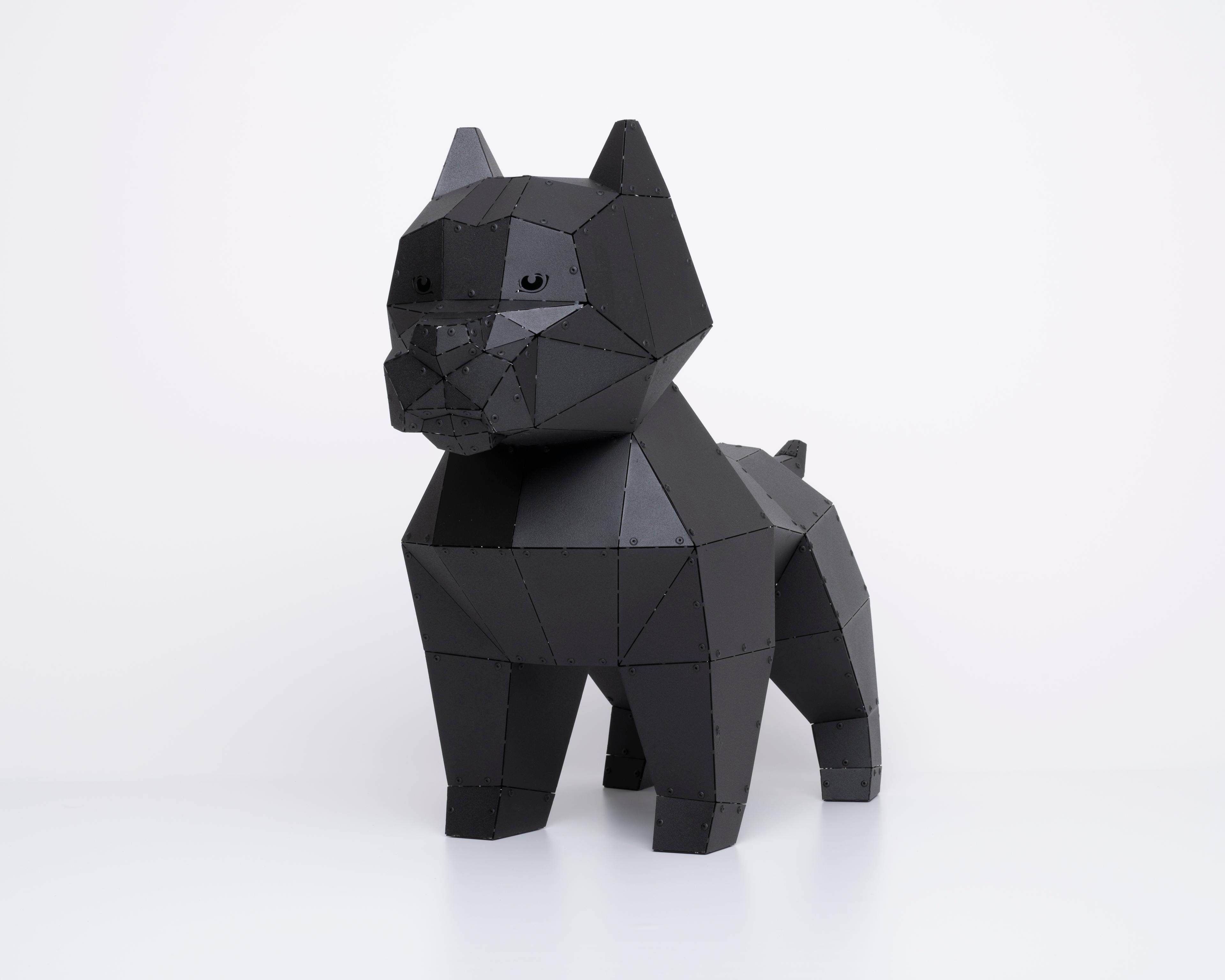 3D Metal Mini Pitbull Köpeği Heykeli