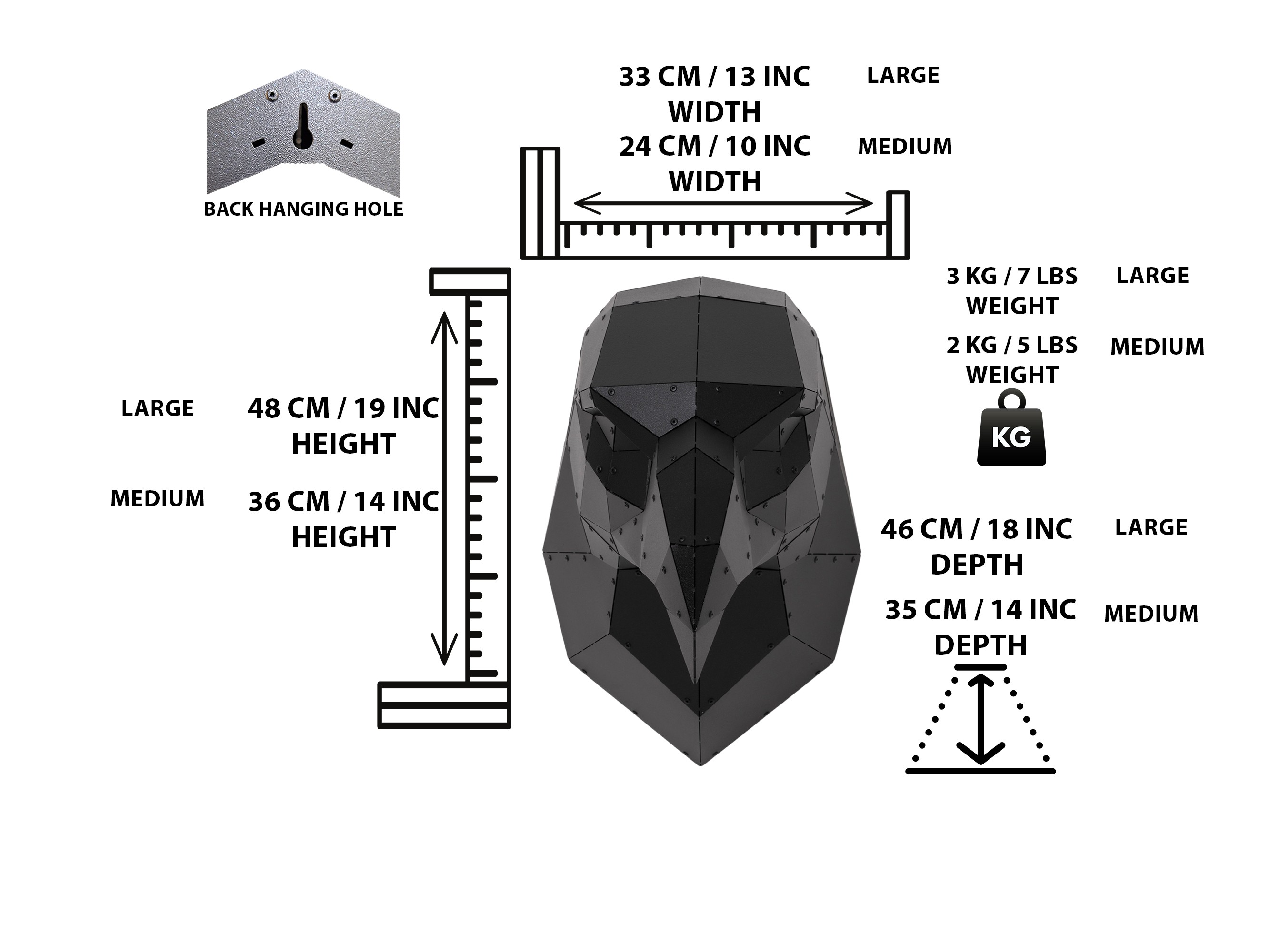 3D Metal Kartal Kafası Heykeli