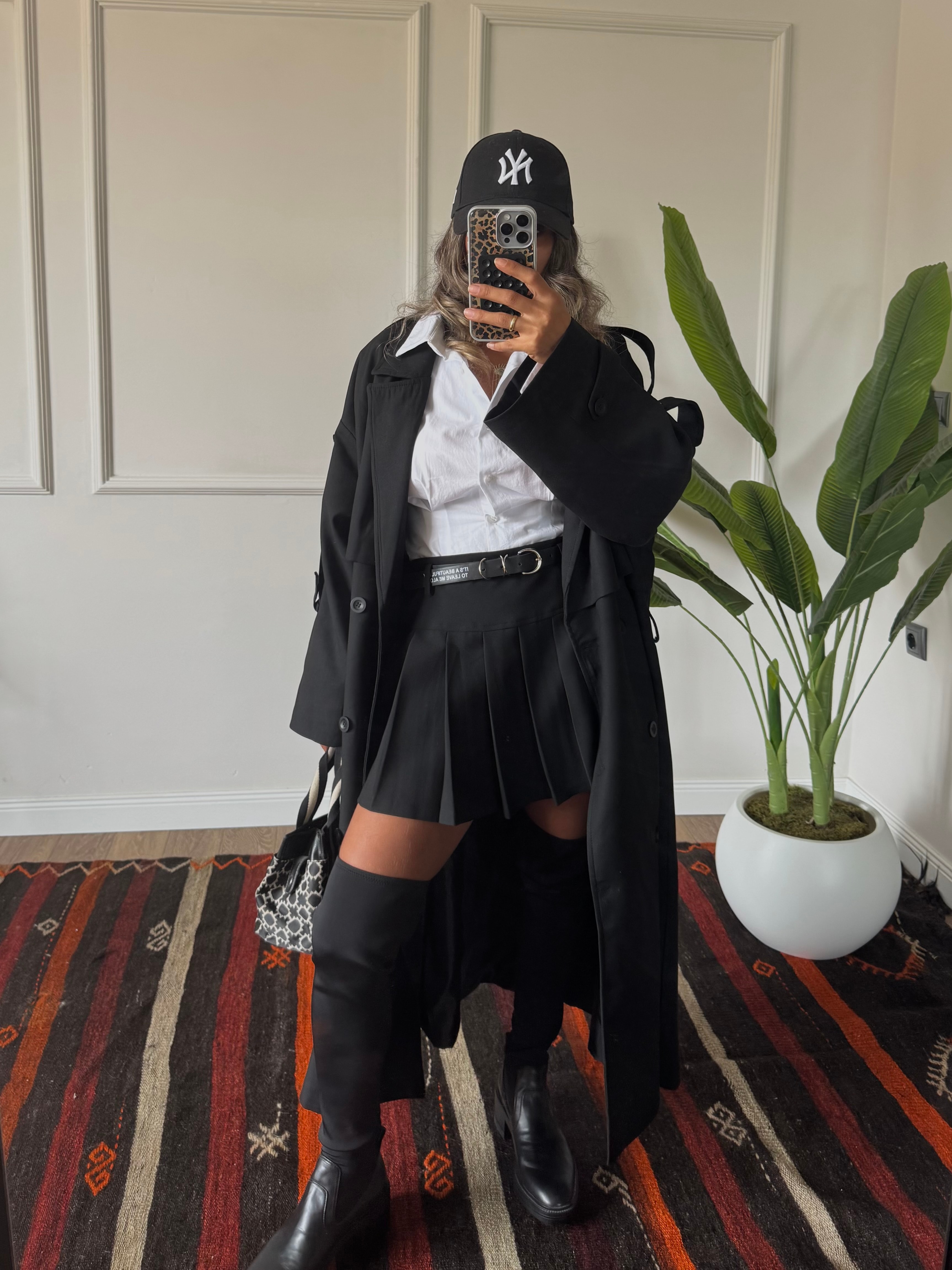 Uzun Oversize Trençkot - Siyah
