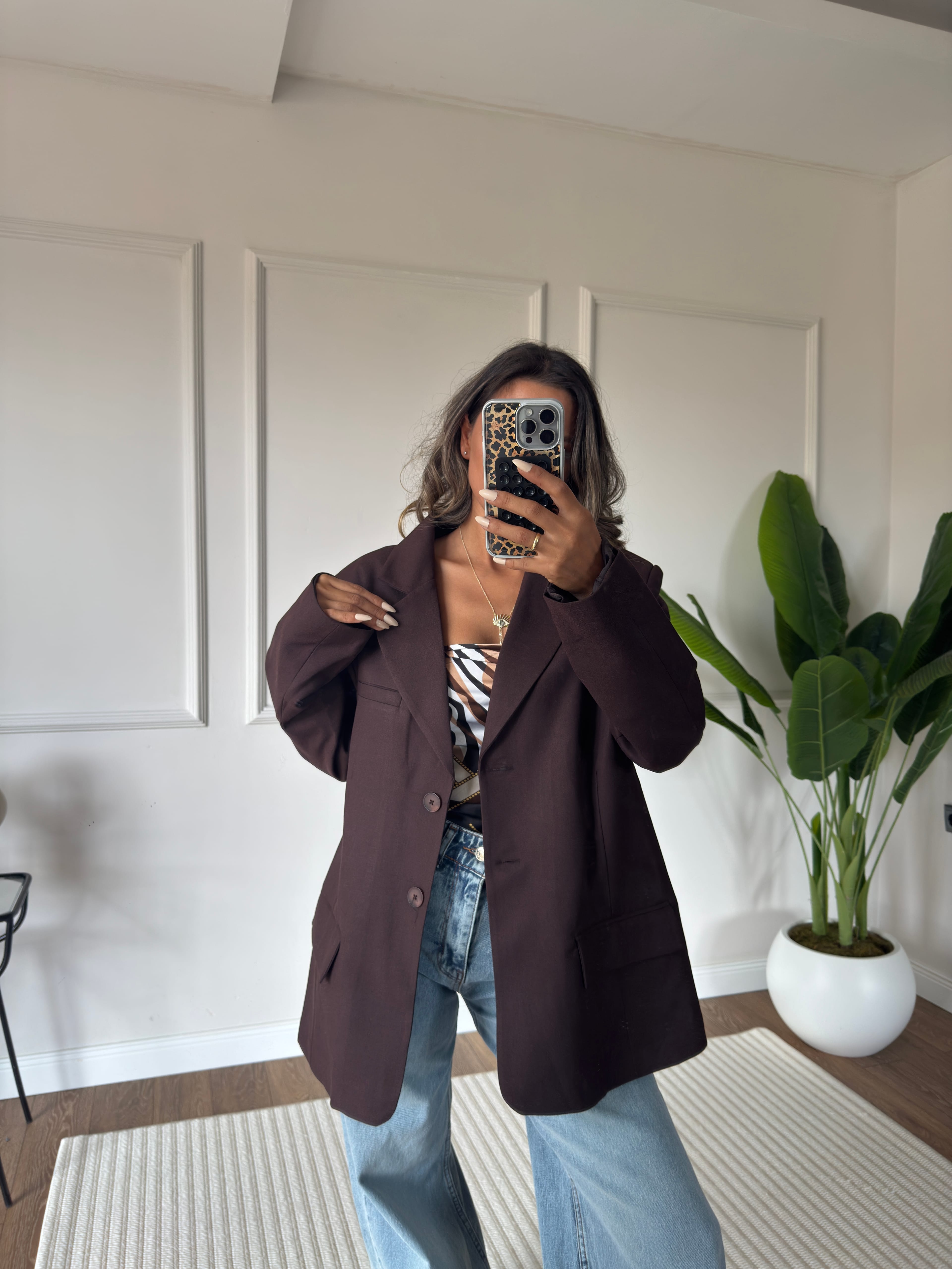 Poliviskon Blazer Ceket - Acı Kahve
