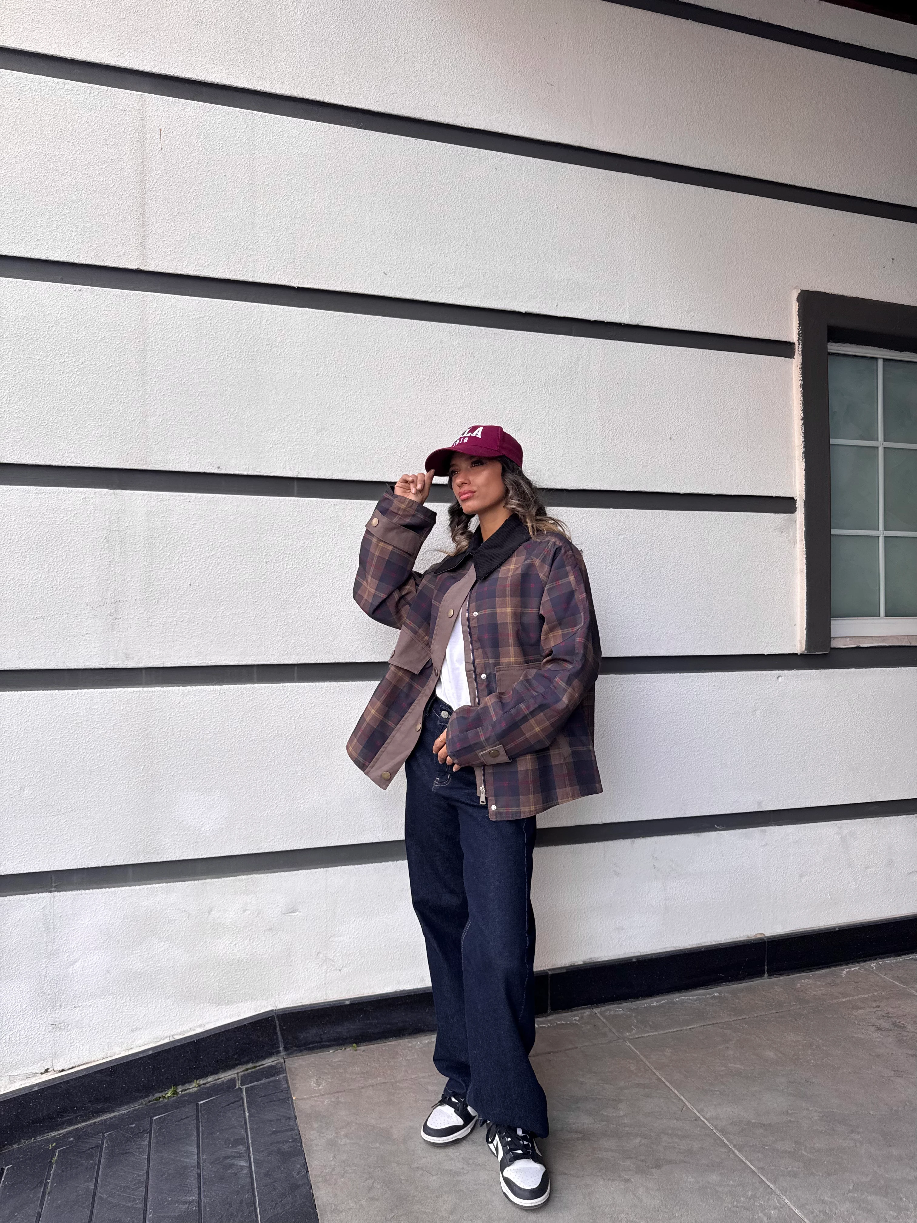 Kadife Yaka Ekose Ceket