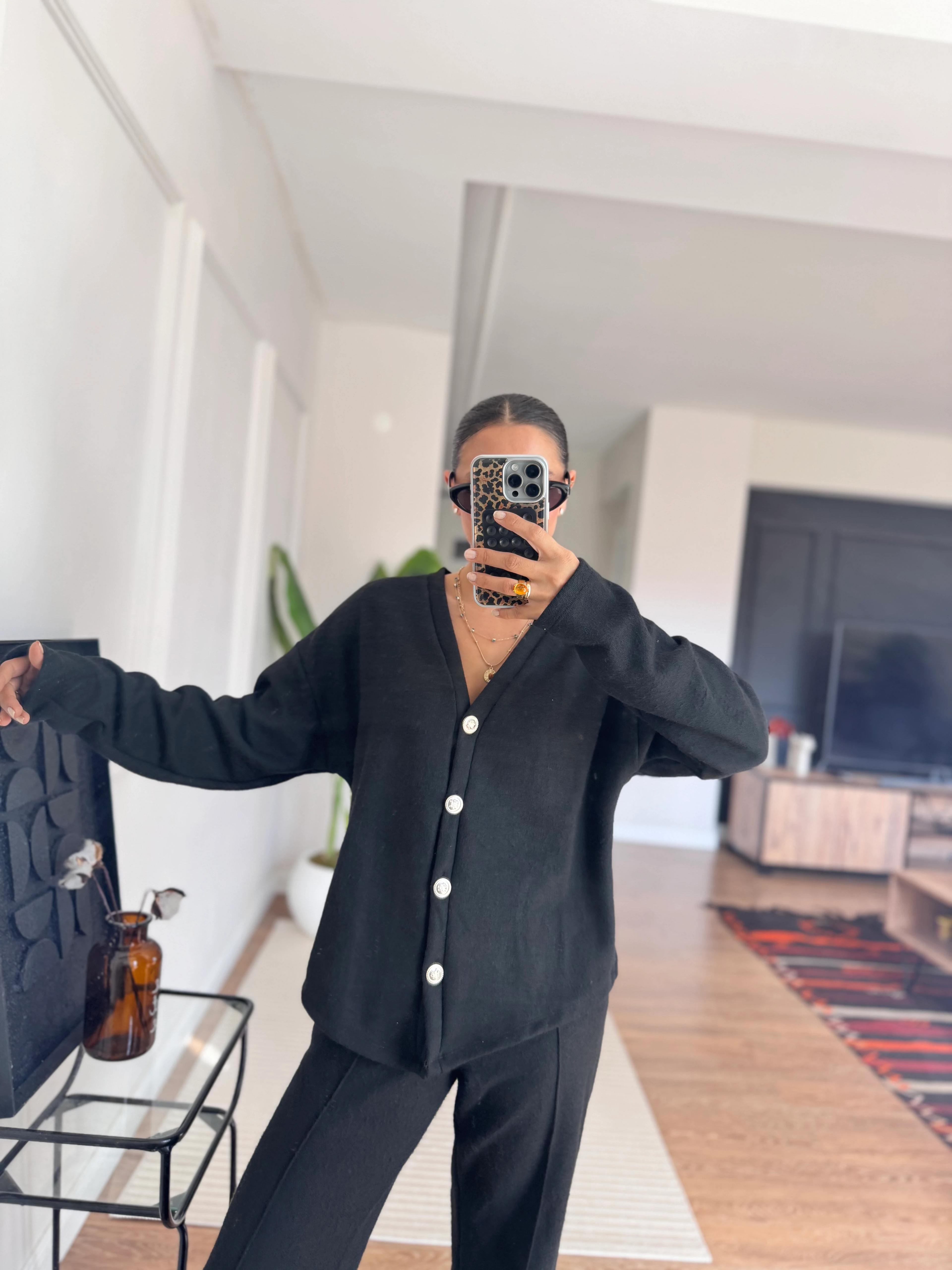 Gold Düğmeli Triko Takım