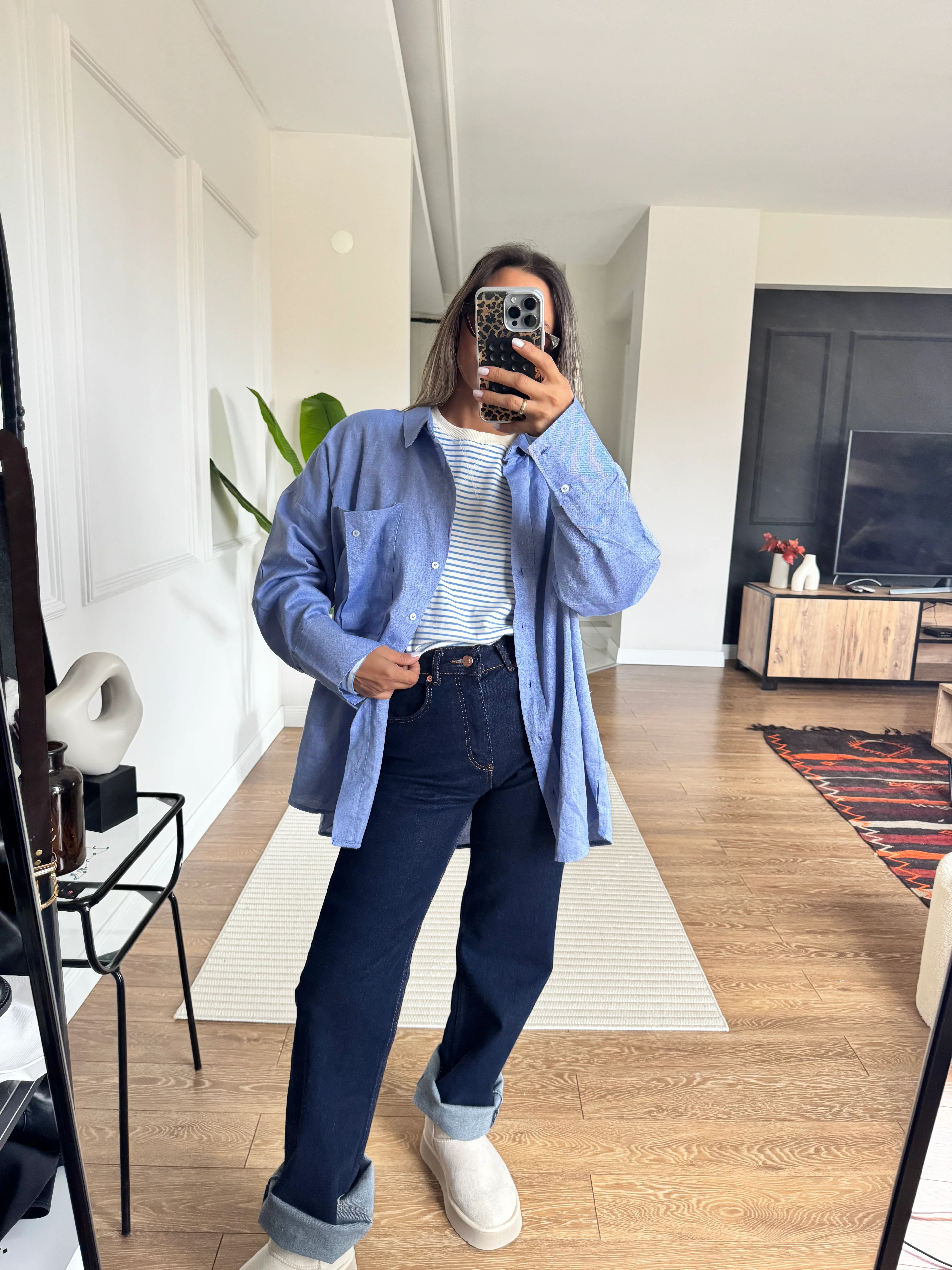 Düz Kesim Jean Pantolon - Lacivert