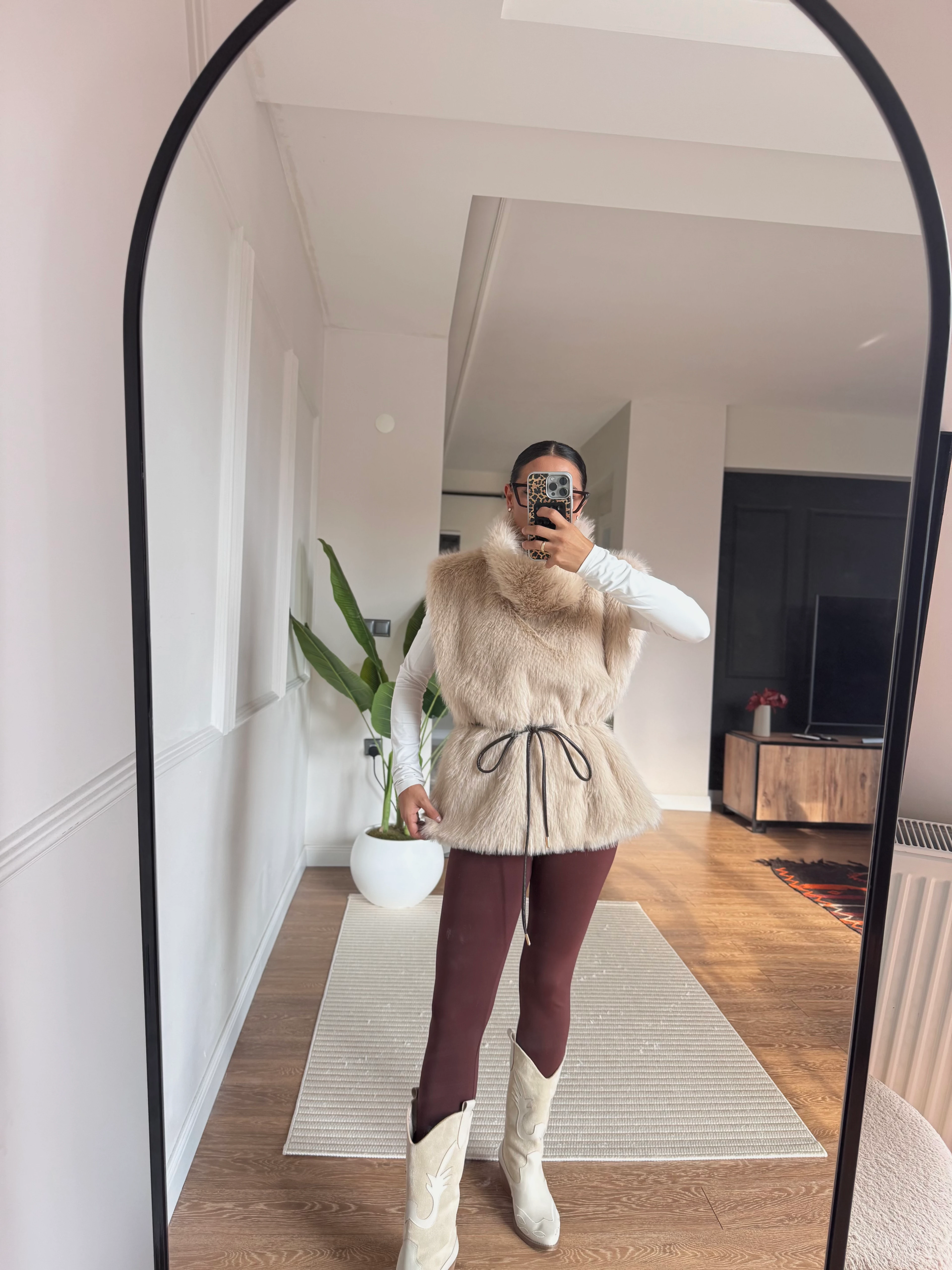 Kürk Süveter - Bej