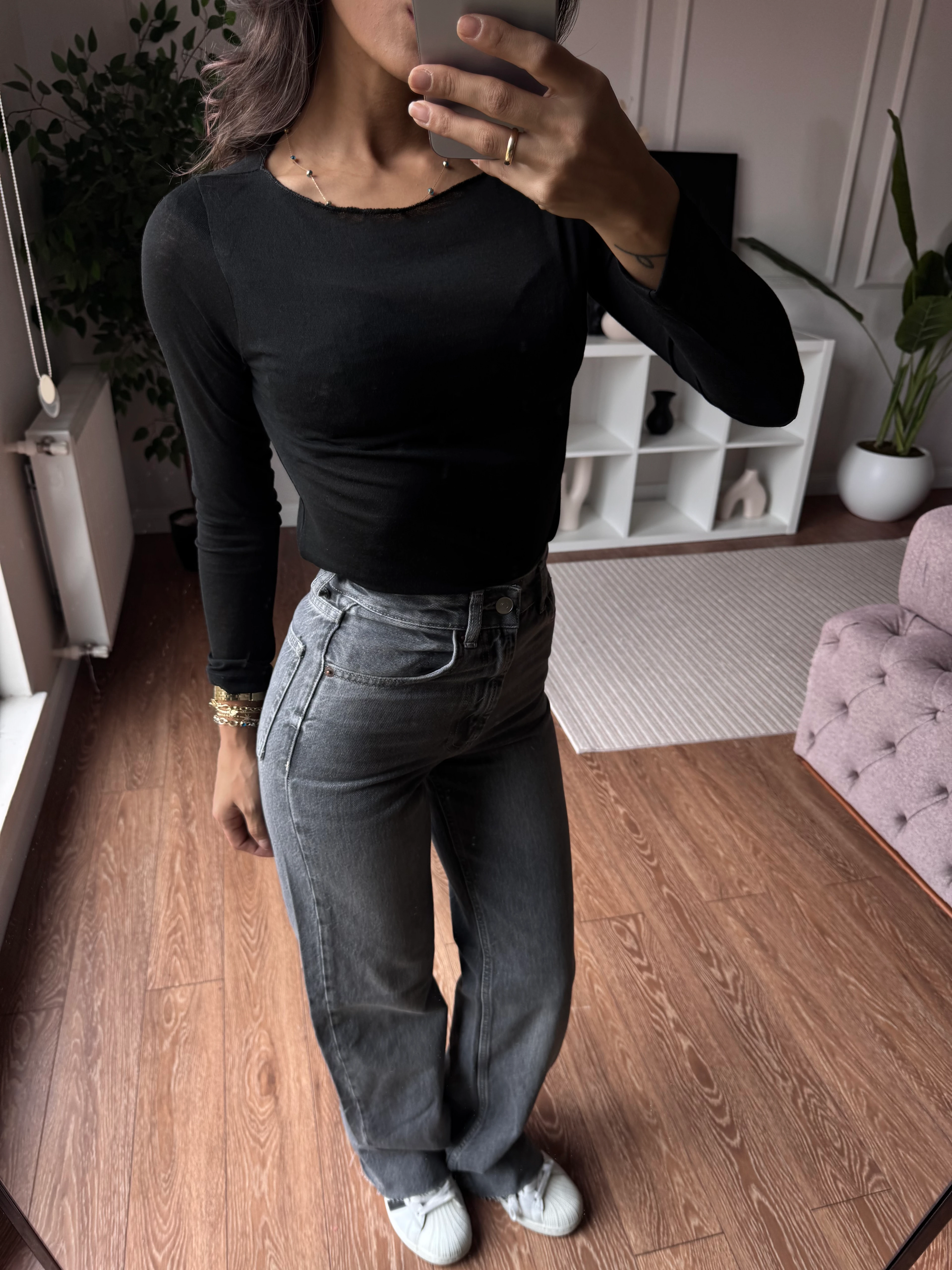 ZRA Gri Kesik Paça Jean