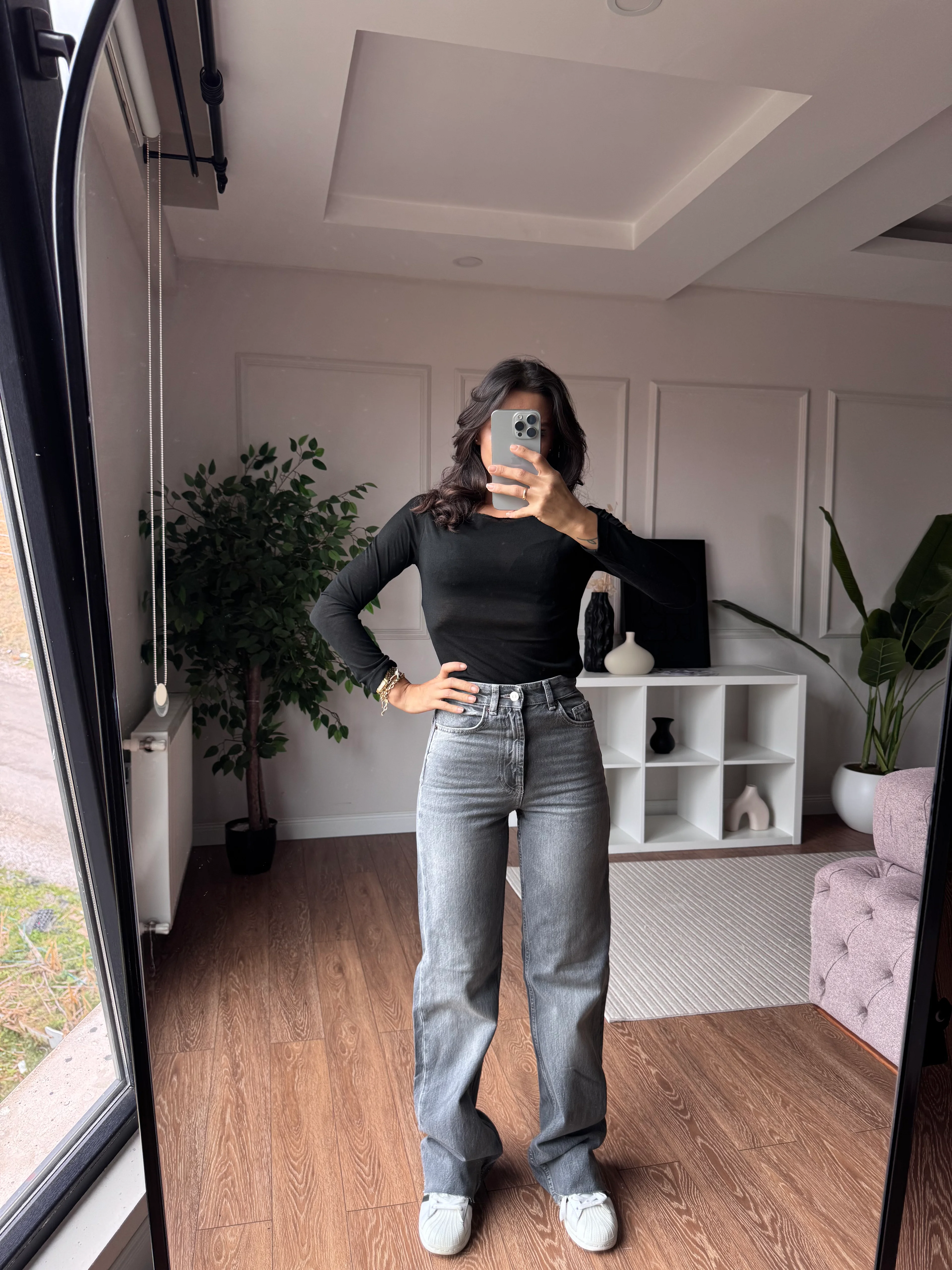 ZRA Gri Kesik Paça Jean