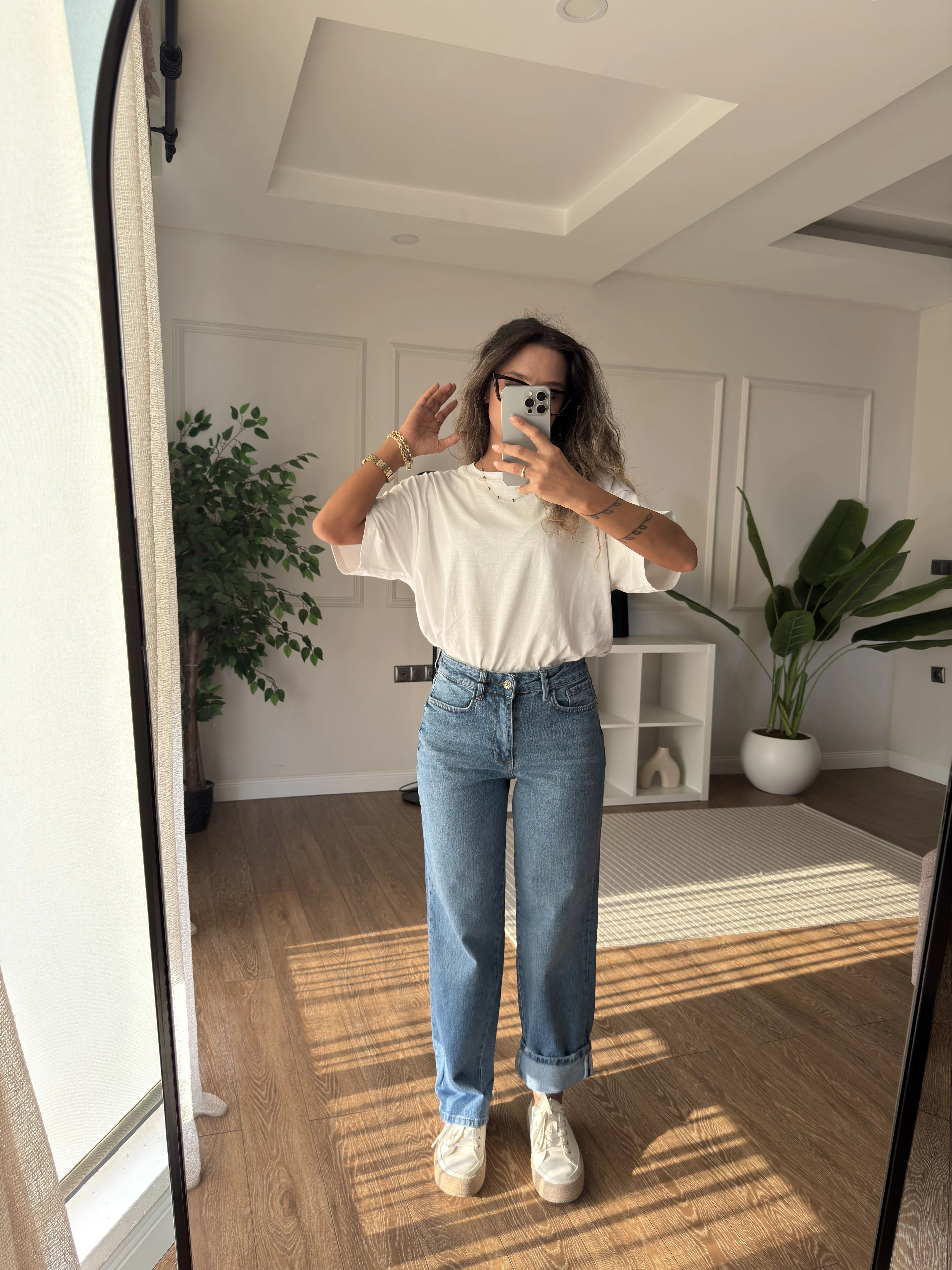 ZRA Model Düşük Bel Paça Katlamalı Jean