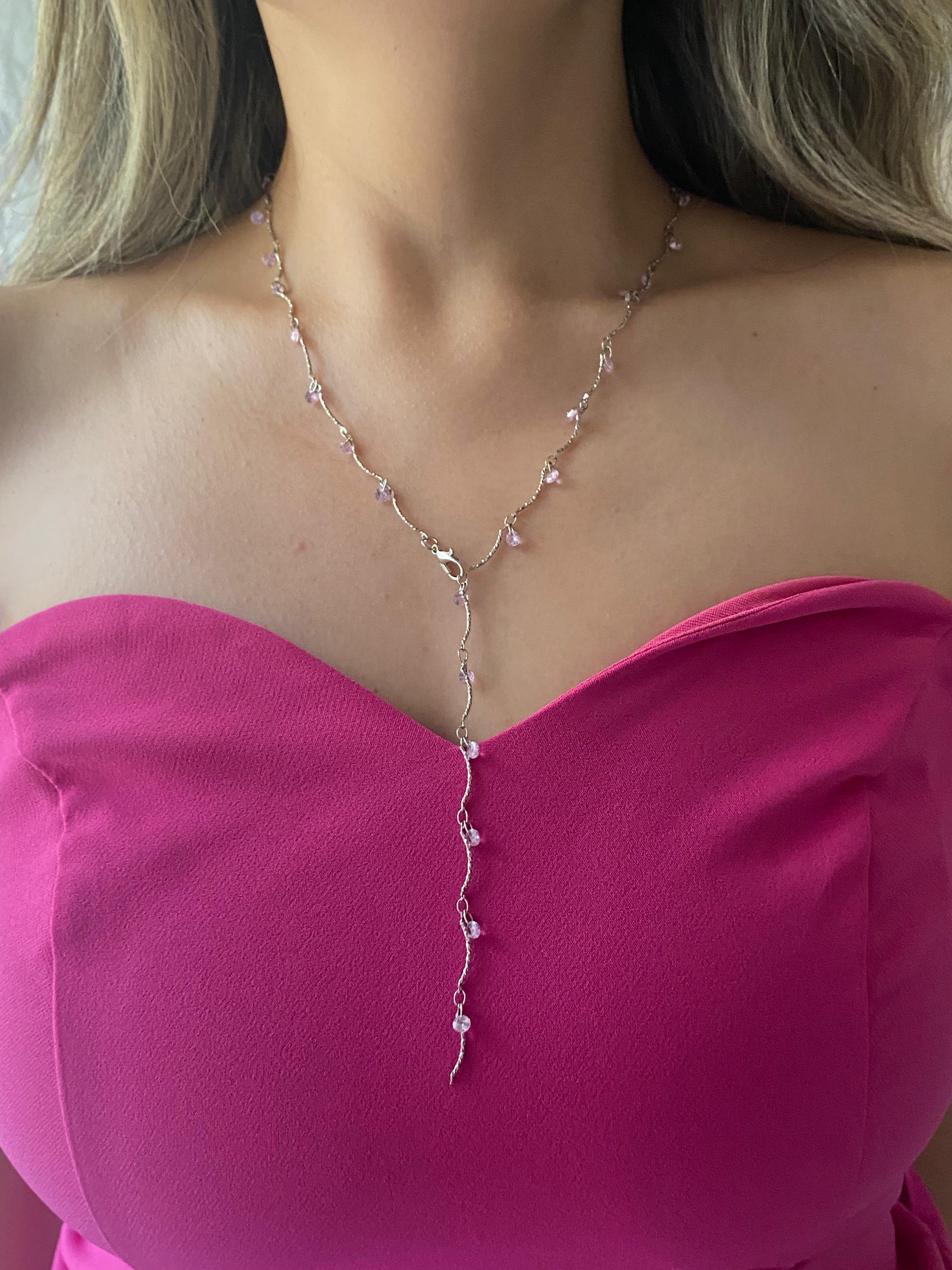 Zirkon Taşlı Pembe Detaylı Y Kolye