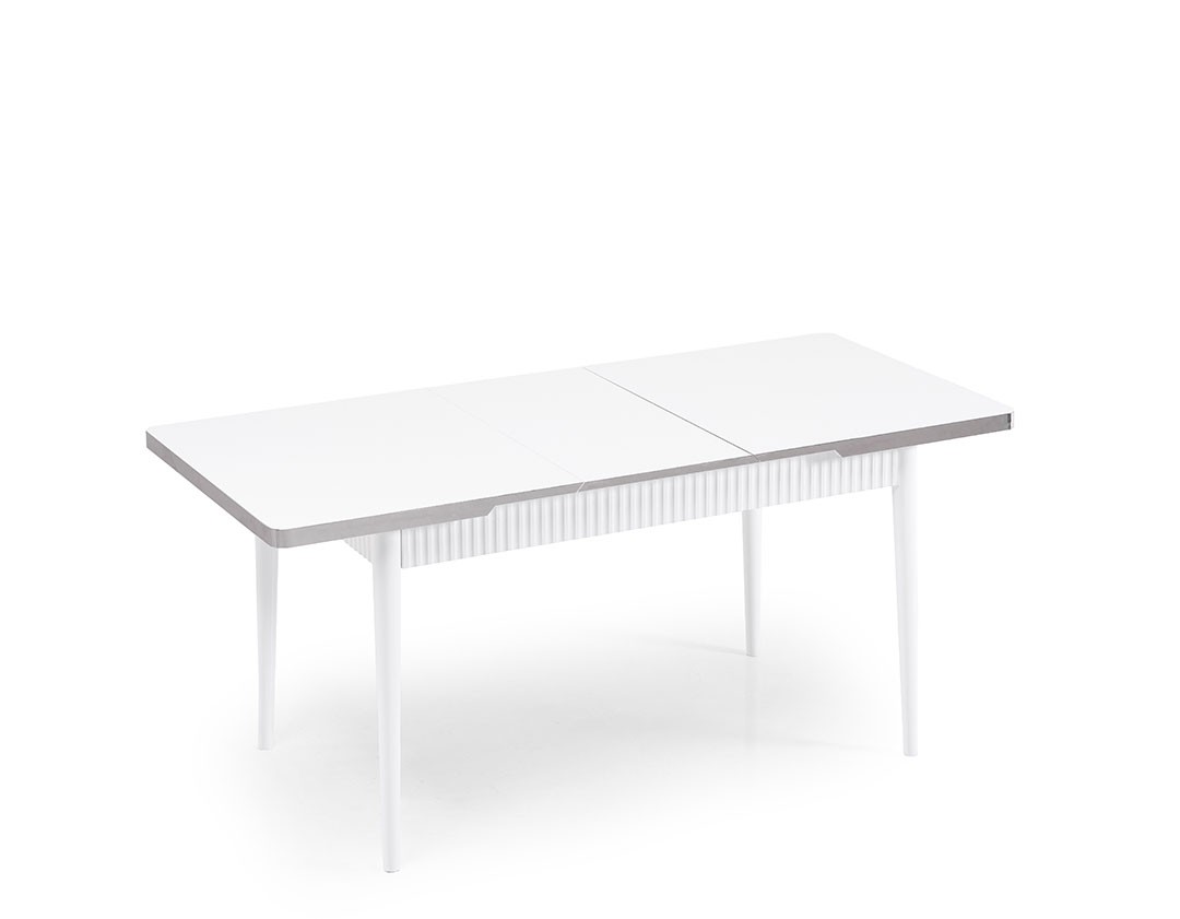 Olesivo Butterfly Openable  Kitchen ve Dinner Table - Gray Embroidered White