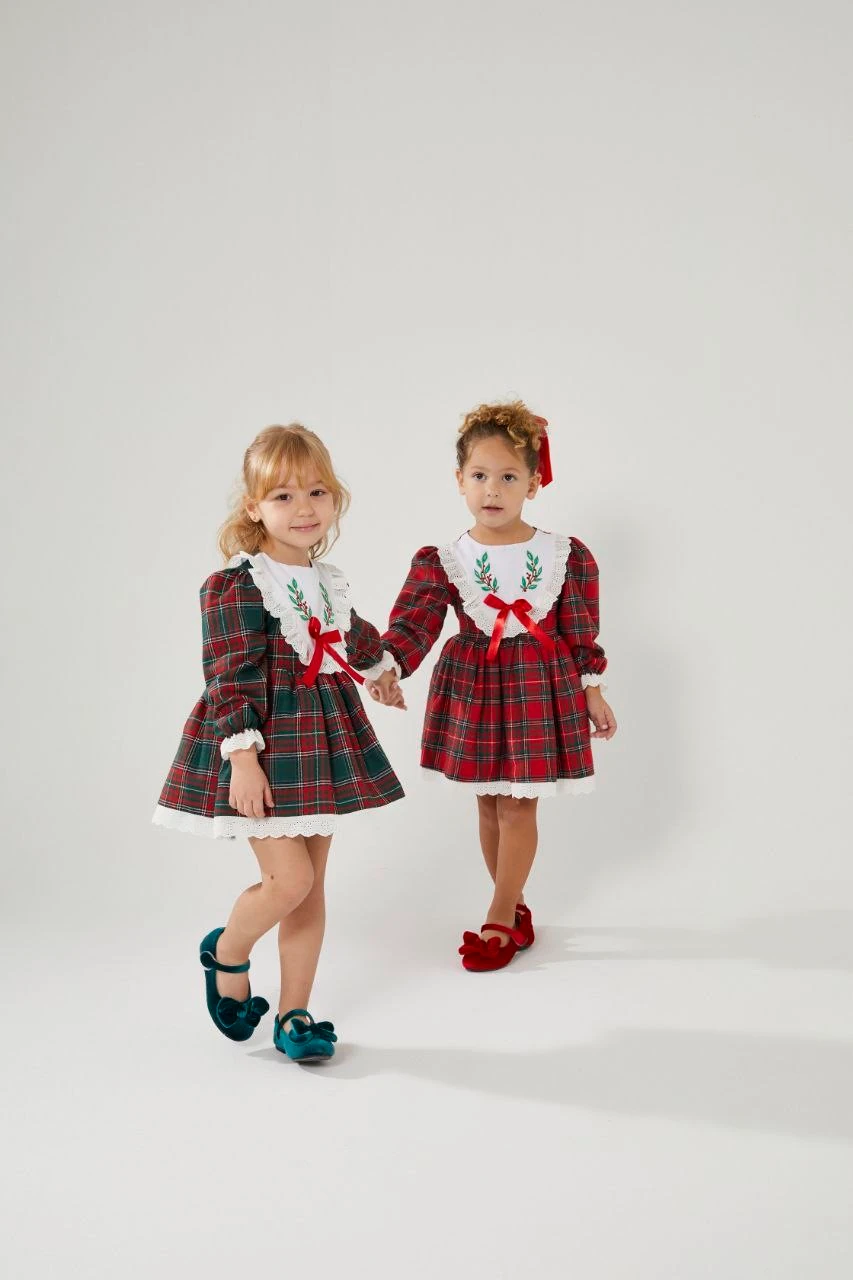 YEŞİL EKOSE ELBİSE 