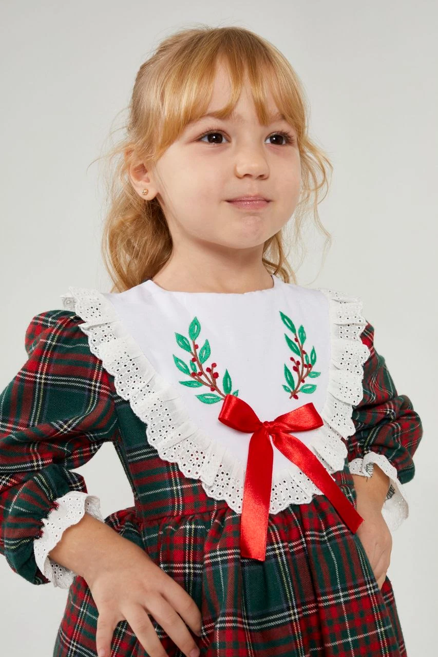 YEŞİL EKOSE ELBİSE 