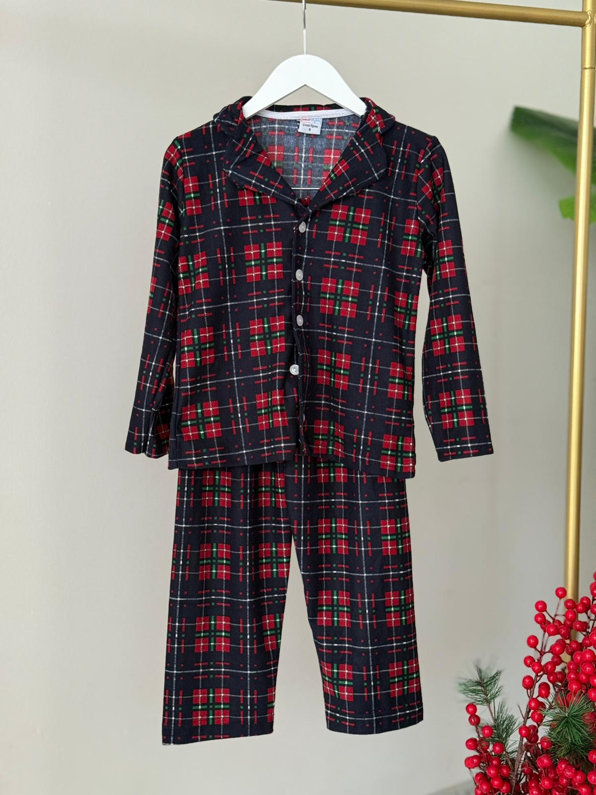 LACİVERT EKOSE ÇOCUK PİJAMA(UNİSEX)