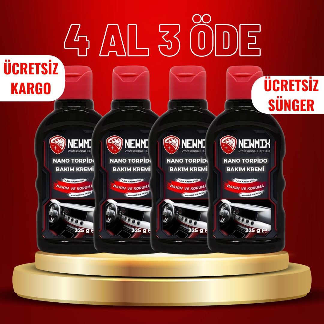 4 Al 3 Öde Newmix Torpido Bakım Kremi NANO 225 Gr+Uygulama Süngeri