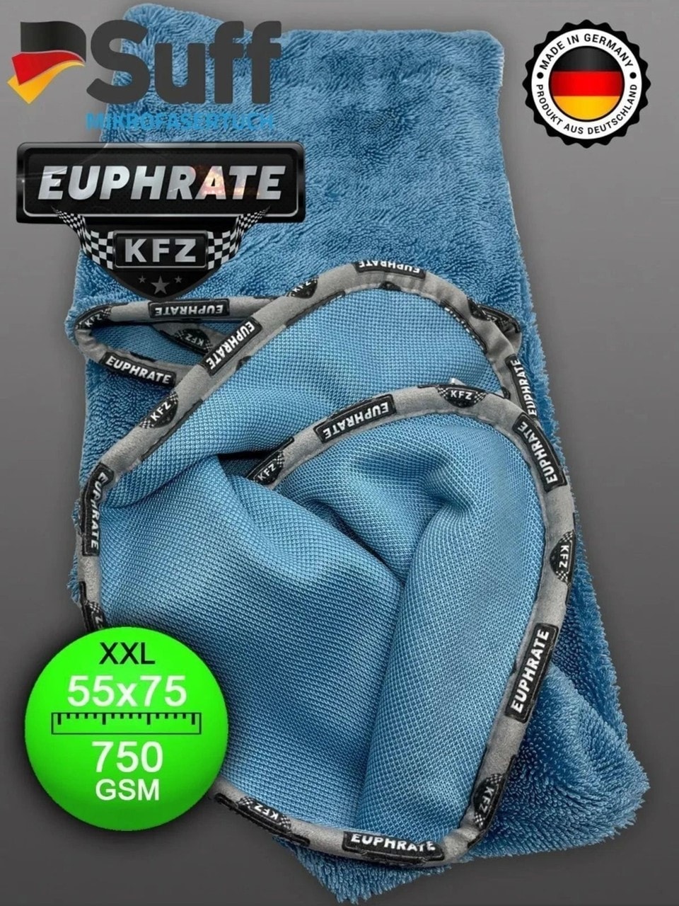 Euphrate Kfz Mikrofiber Kurulama Bezi Alman Üretimi 75x55 cm, 750 GSM