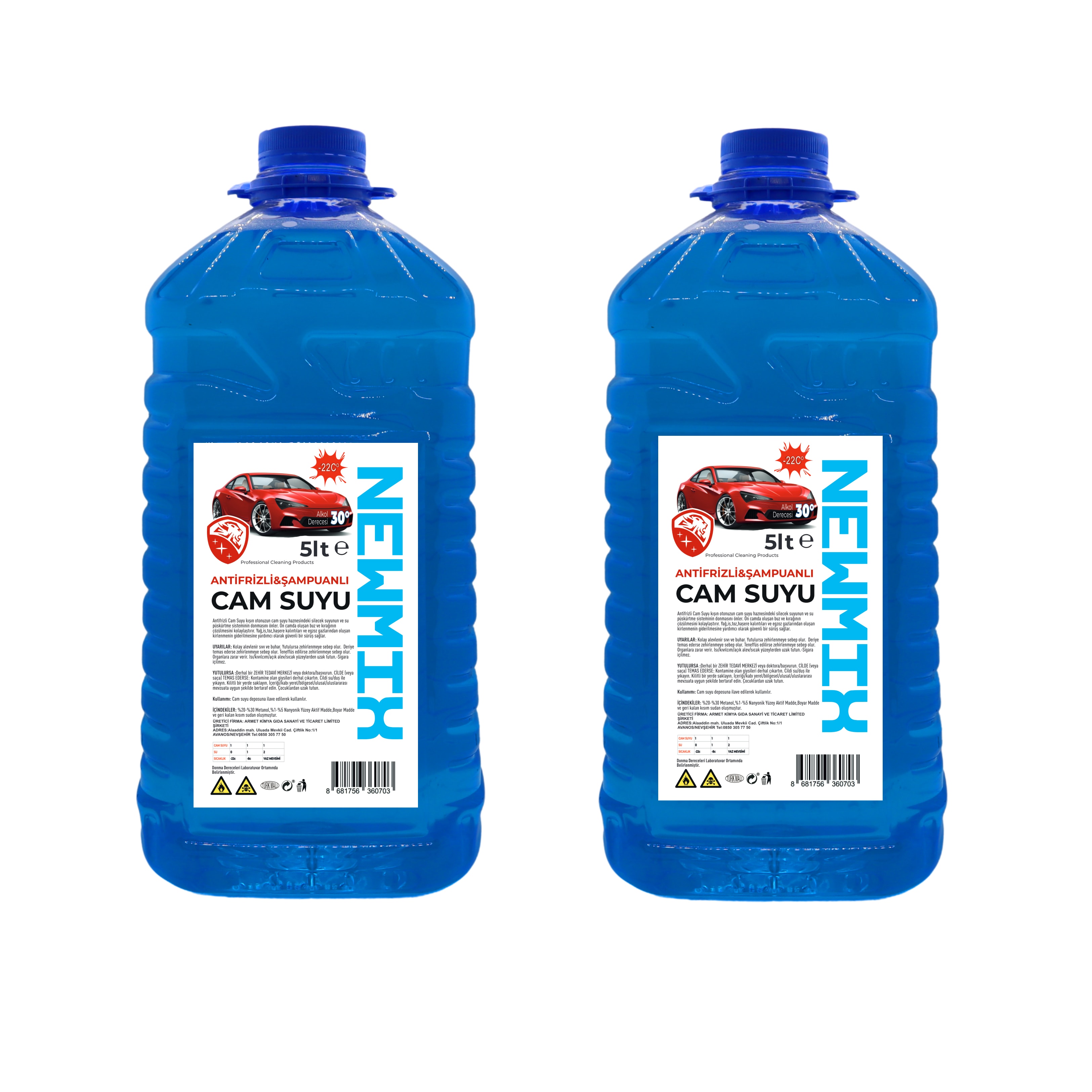 Newmix 2 Adet 5LT Antifirizli Cam Suyu -22°C