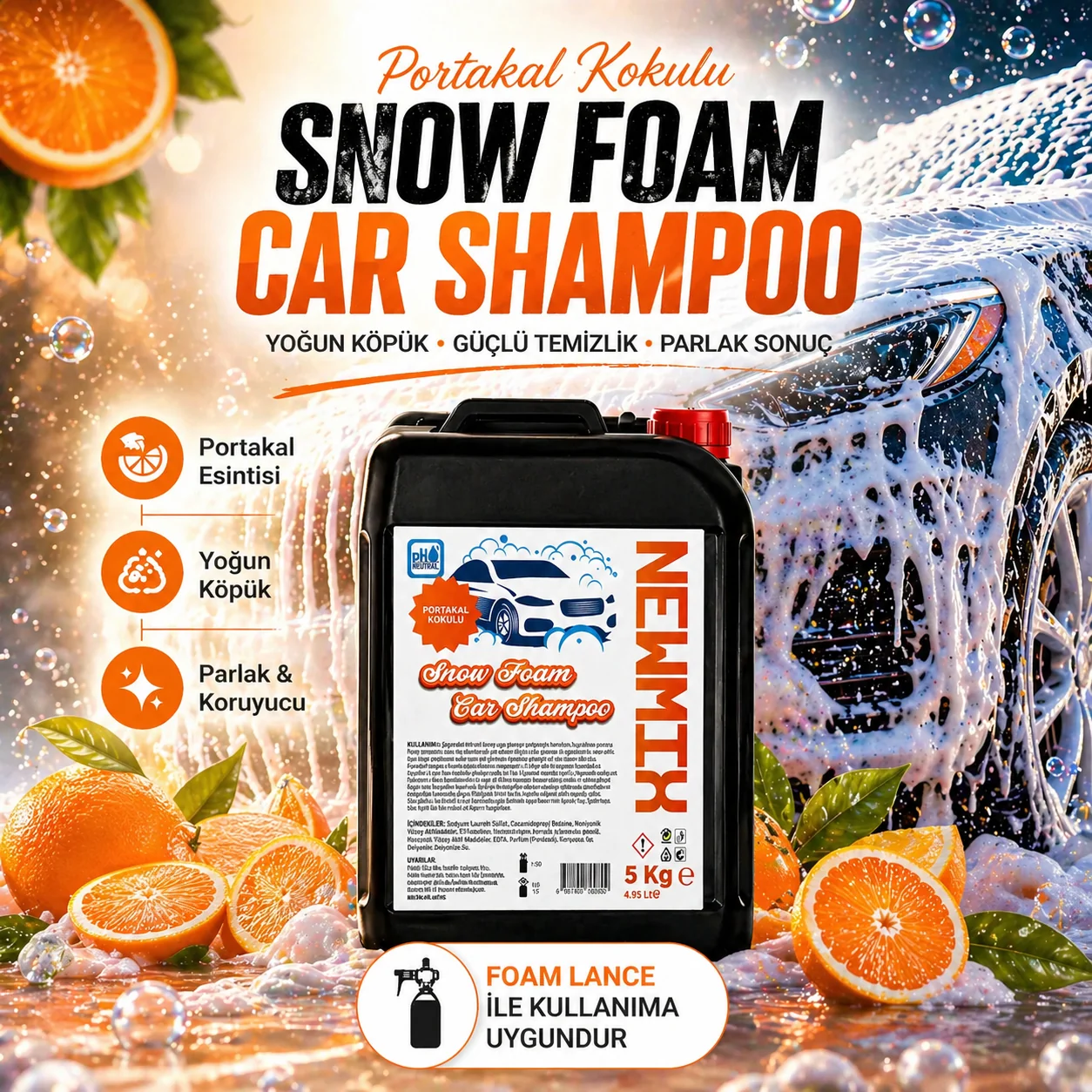 Newmix Snow Foam Portakal Kokulu Car Shampoo 5 Kg