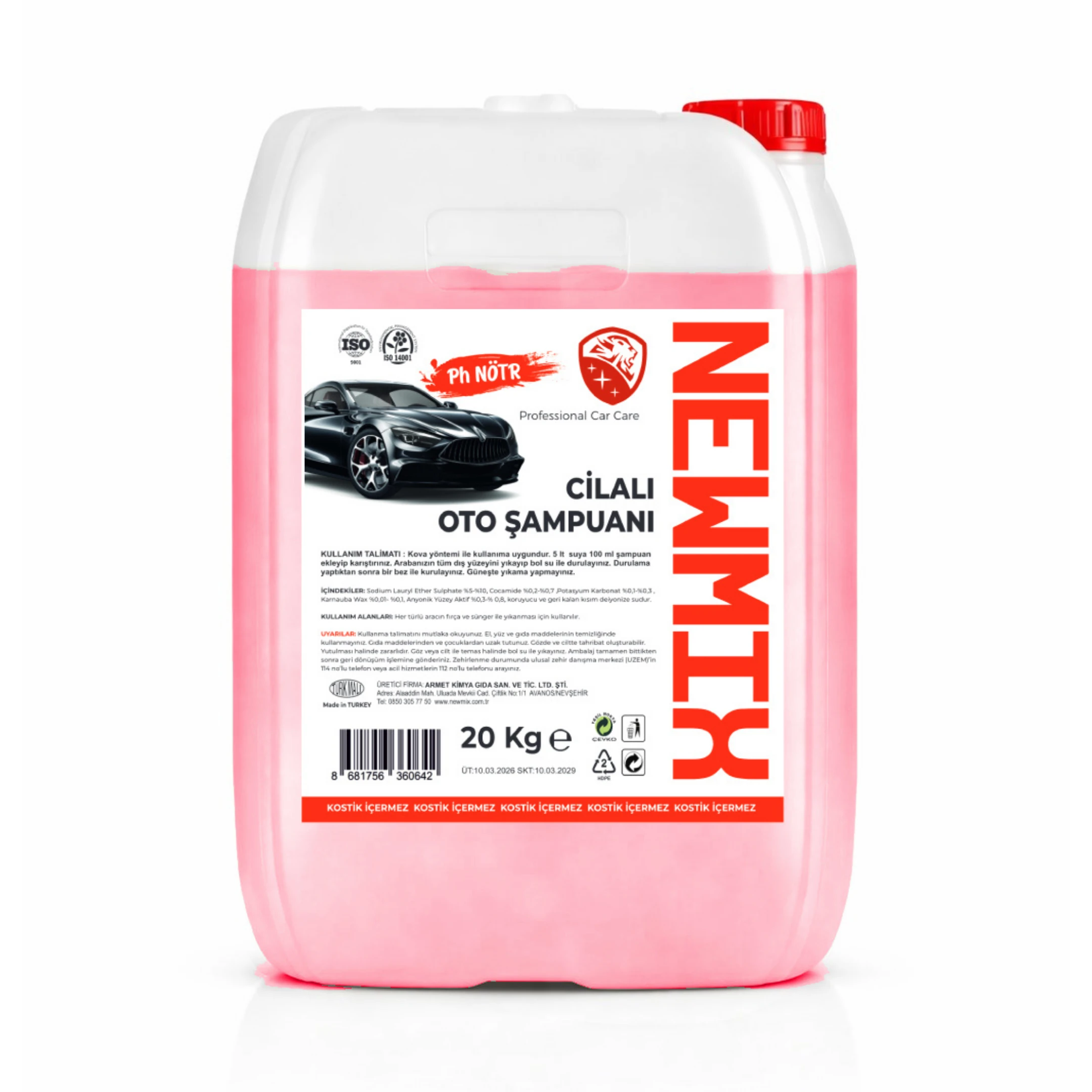 Newmix Ph Nötr Cilalı Fırçalı Oto Şampuanı 20 Kg