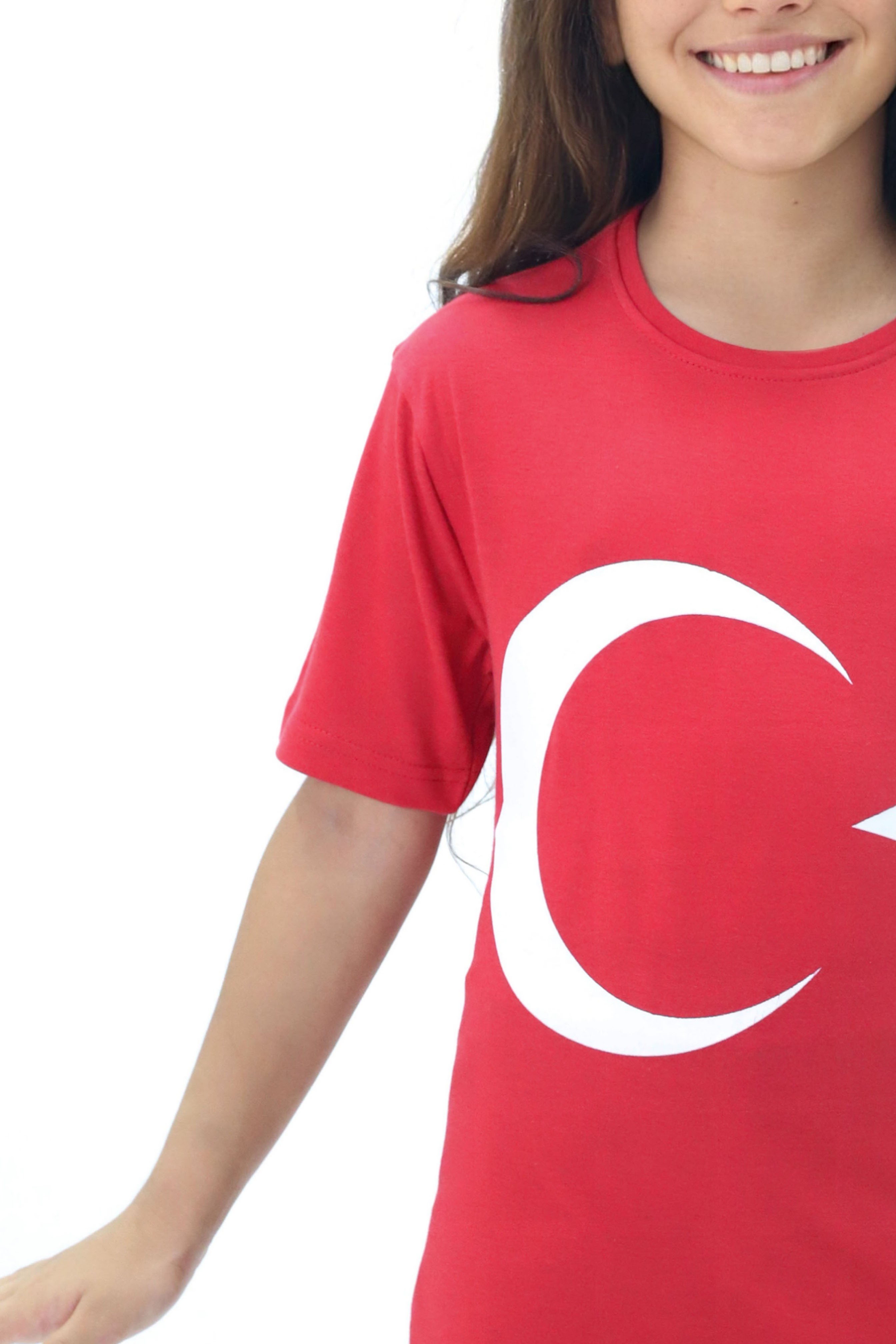 Kız Çocuk Regular Fit Türk Bayrağı Tişört