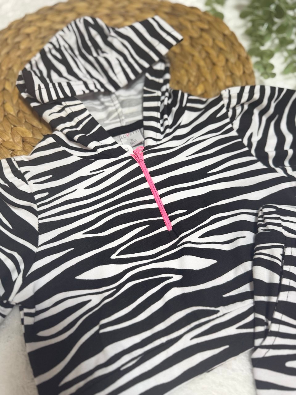 Kız Çocuk Zebra Desenli Dirsek Kol Spor Takım