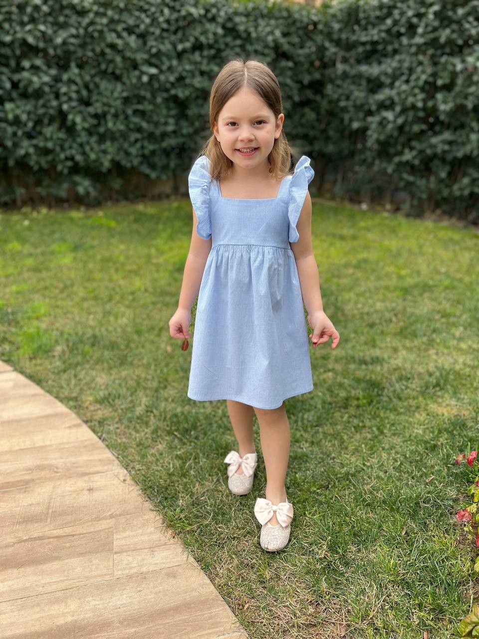Kız Bebek&Çocuk Kolları Fırfırlı Elbise