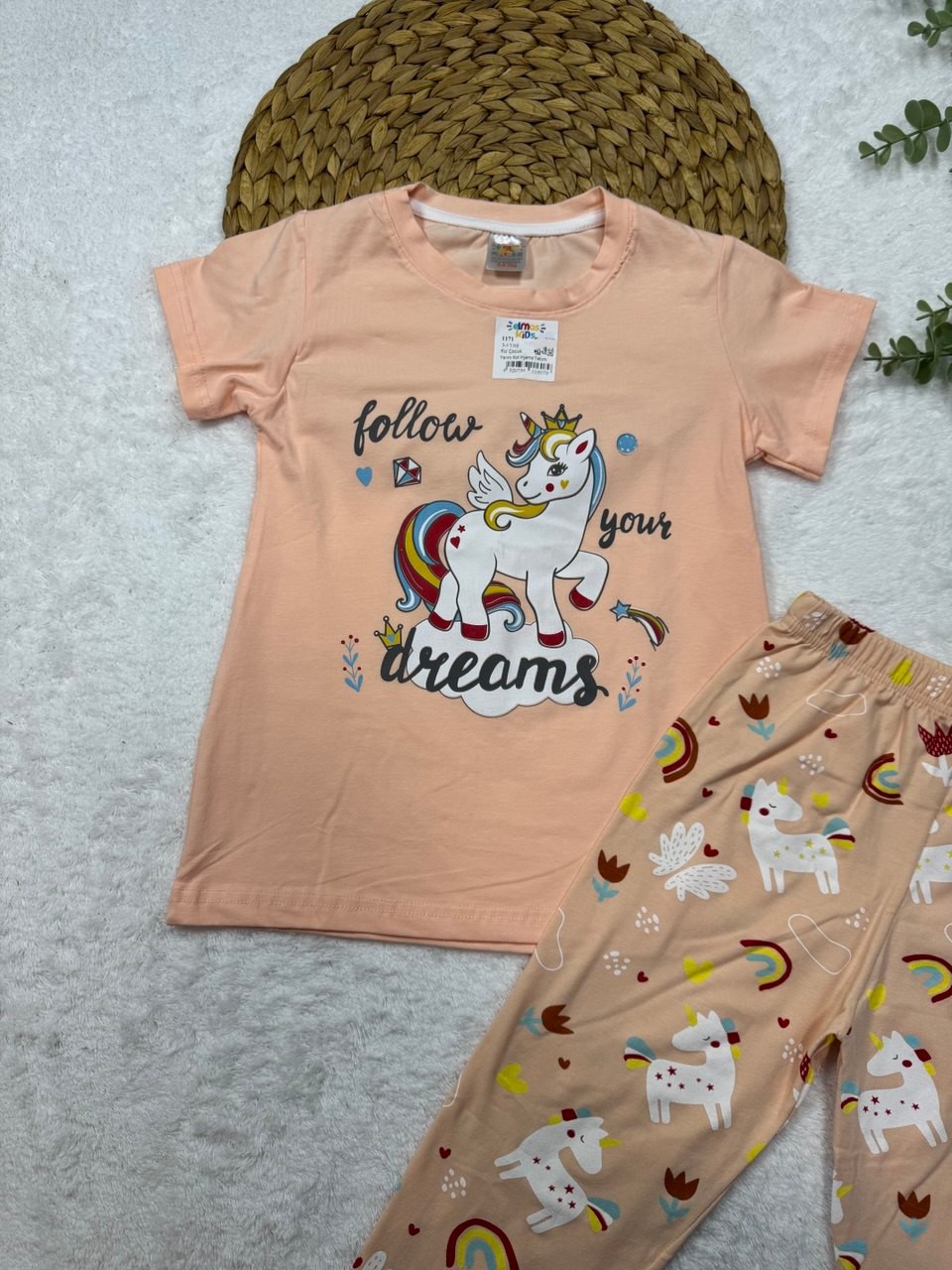 Kız Çocuk Ponnyli %100 Pamuk Pijama Takımı