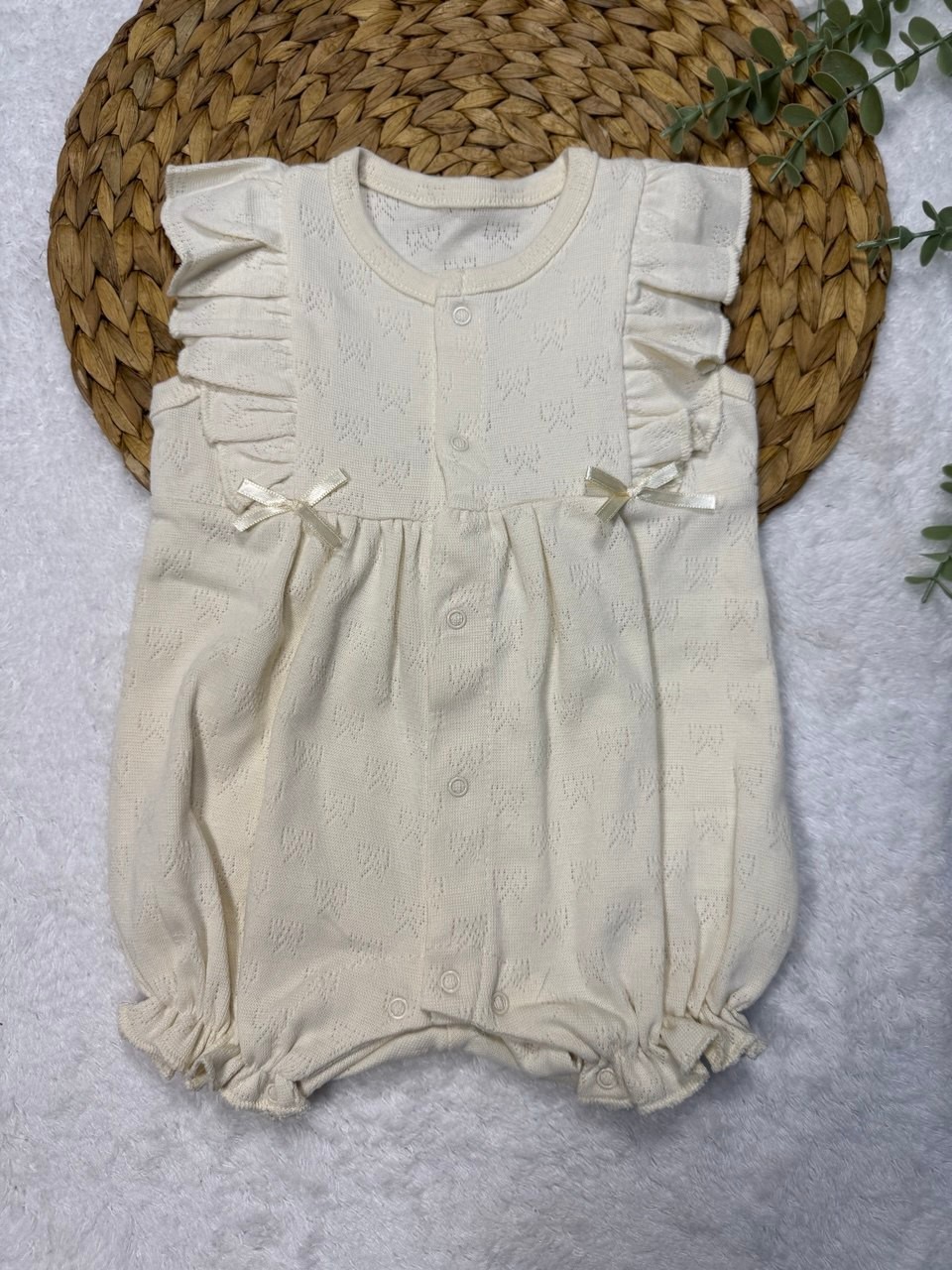 Kız Bebek Önden Çıtçıtlı Paçası Lastikli Tulum