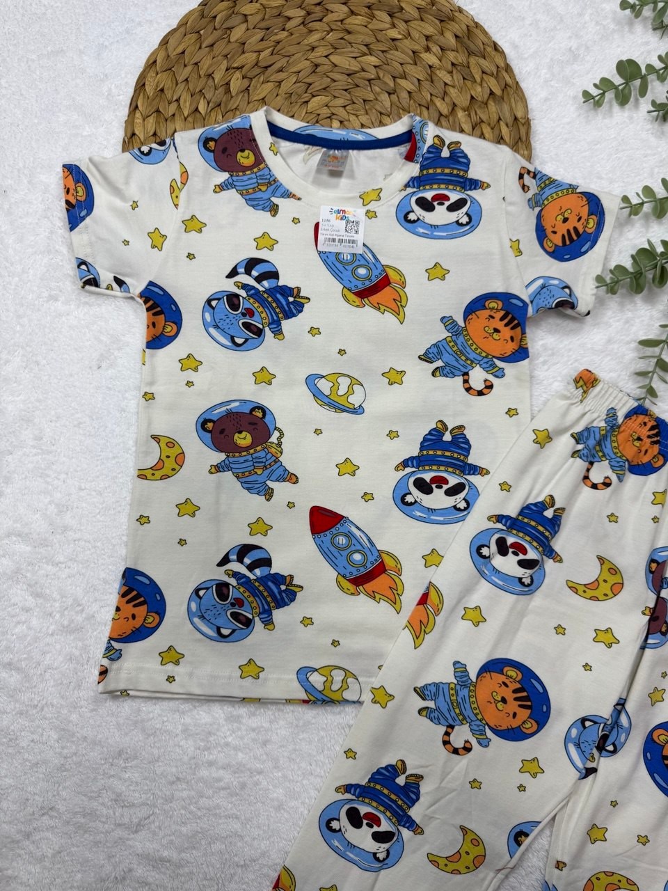 Erkek Çocuk Gezegen Temalı %100 Pamuk Pijama Takımı