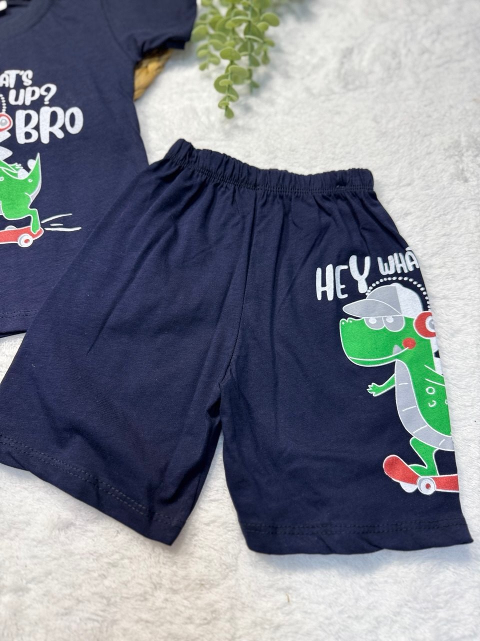 Erkek Bebek&Çocuk Dinazor Baskılı 2li Takım