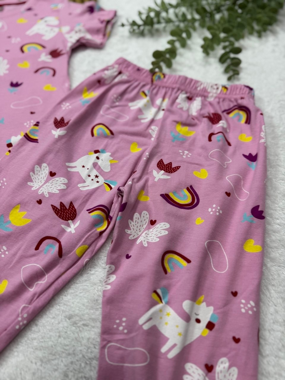 Kız Çocuk Pembe Ponny Karakterli %100 Pamuk Pijama Takımı