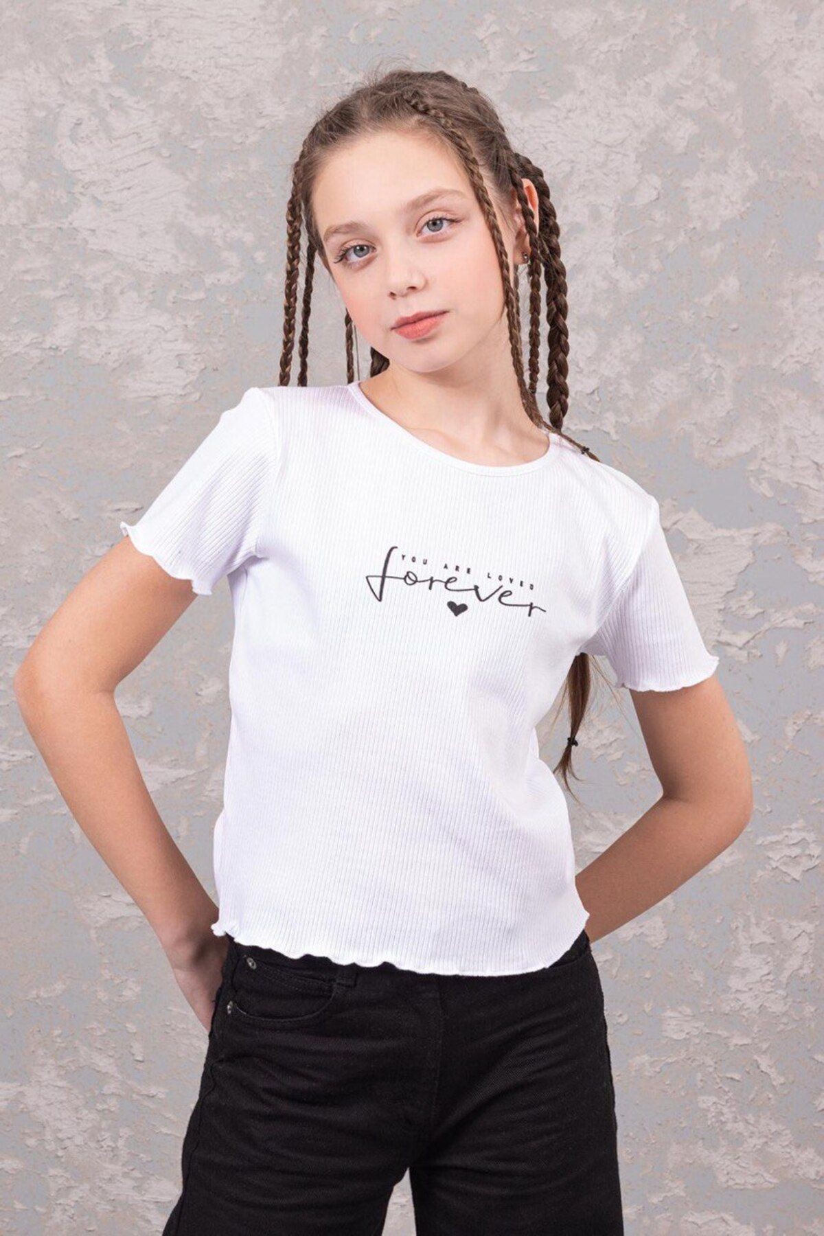 Yarım Kollu Fitilli Tshirt - 14-15 yaş