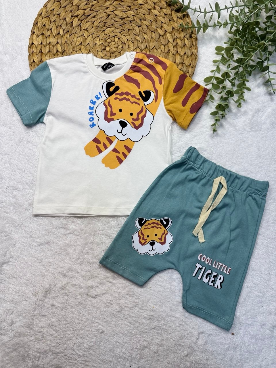 Erkek Bebek Aslan Baskılı 2li Takım